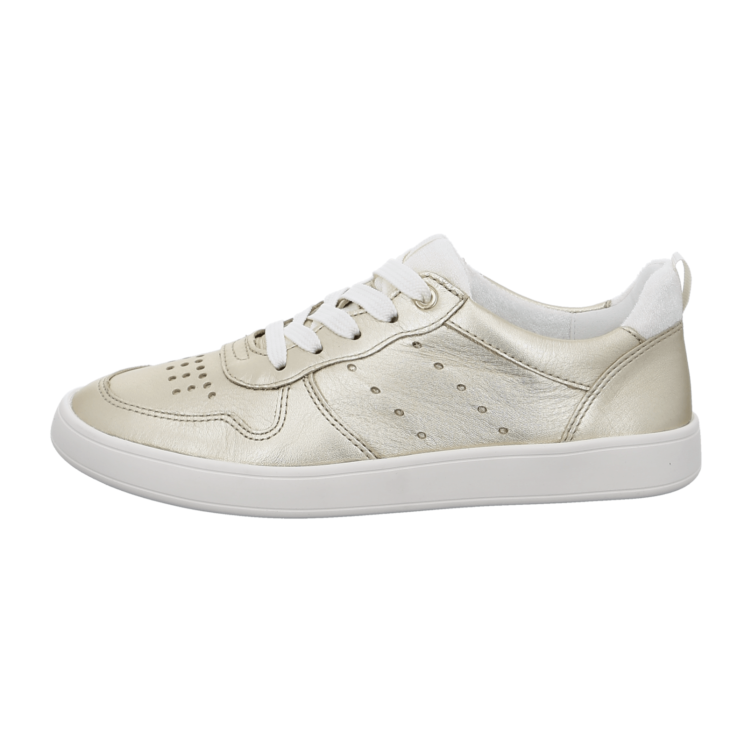 ARA TRAVELLER Women's Sneakers in Gold Smooth Leather with Lace-Up Closure and Round Toe