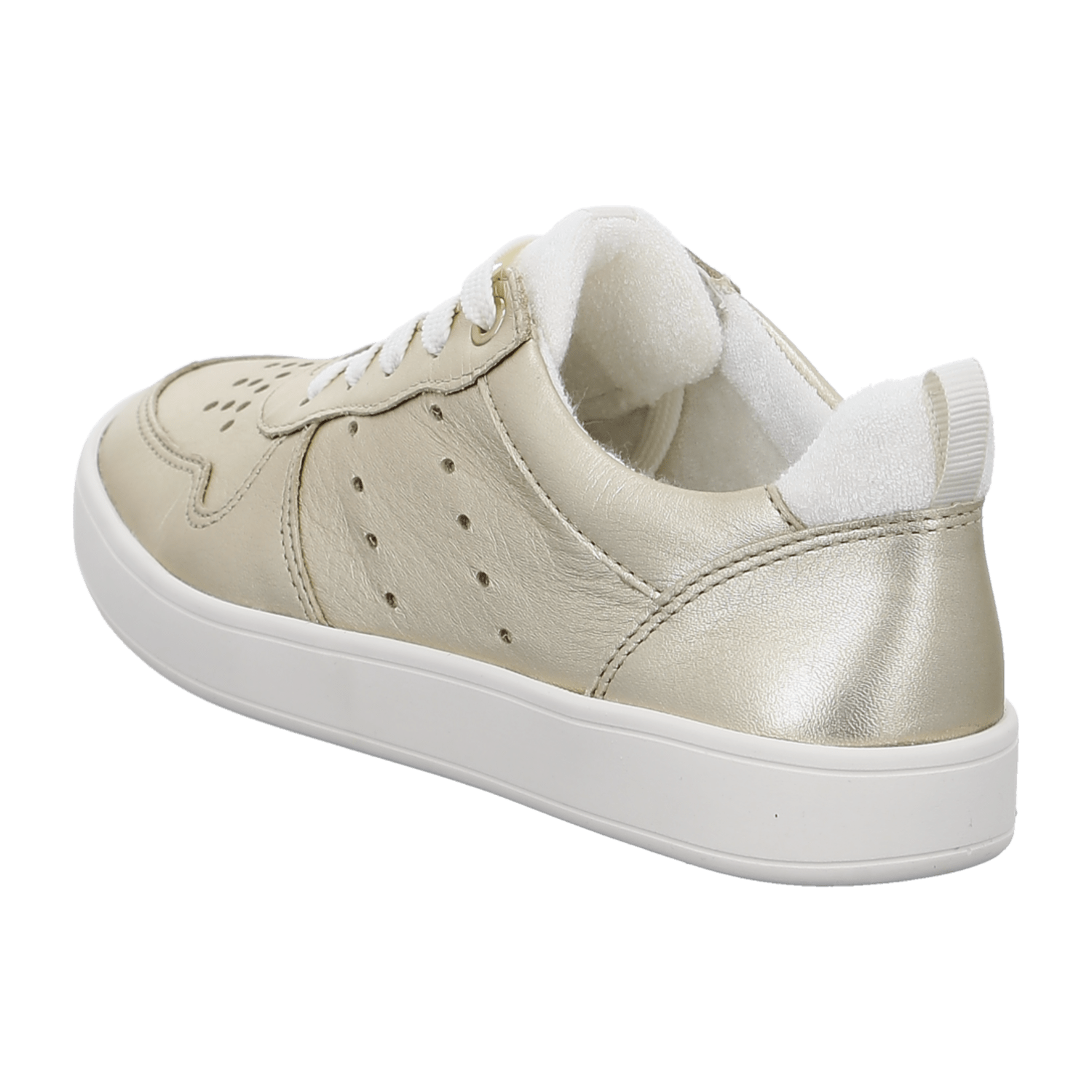 ARA TRAVELLER Women's Sneakers in Gold Smooth Leather with Lace-Up Closure and Round Toe