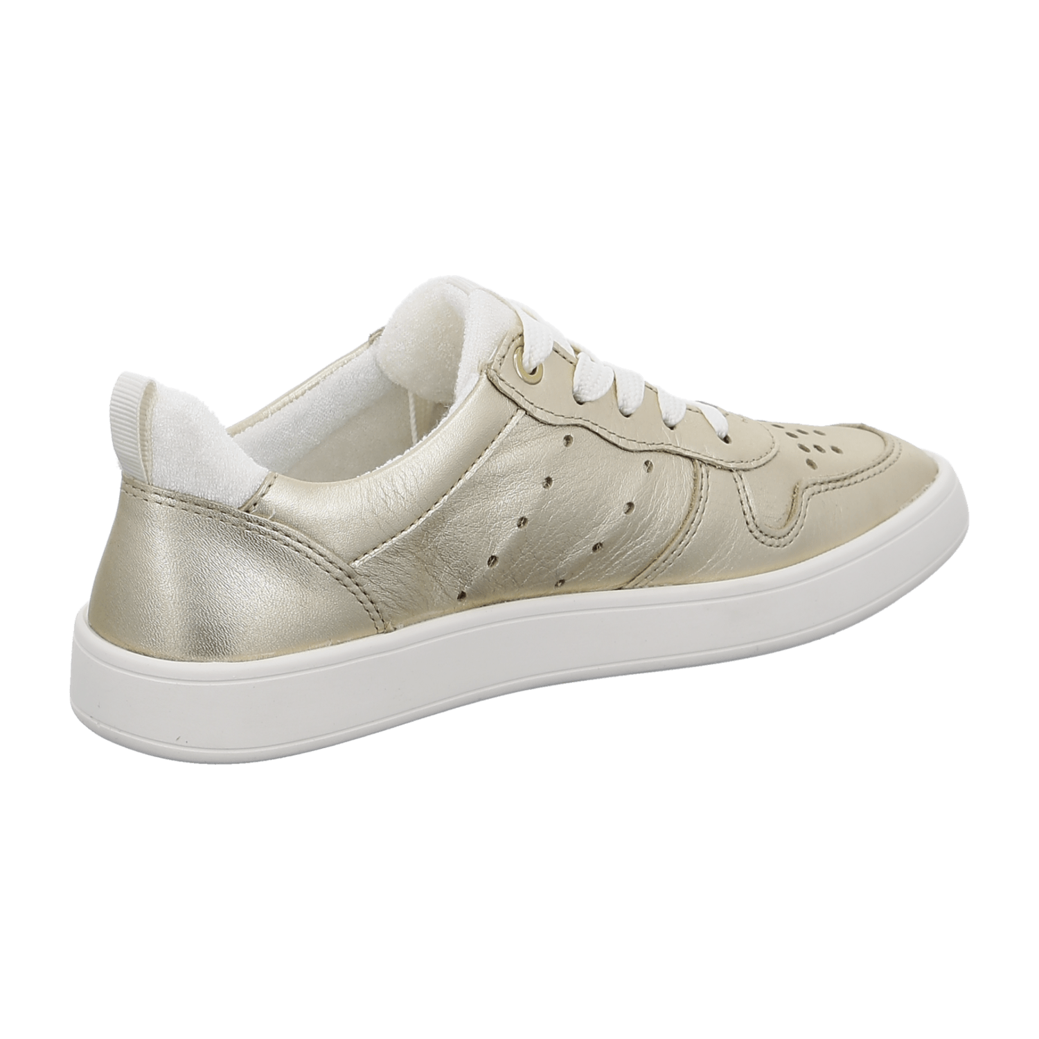 ARA TRAVELLER Women's Sneakers in Gold Smooth Leather with Lace-Up Closure and Round Toe