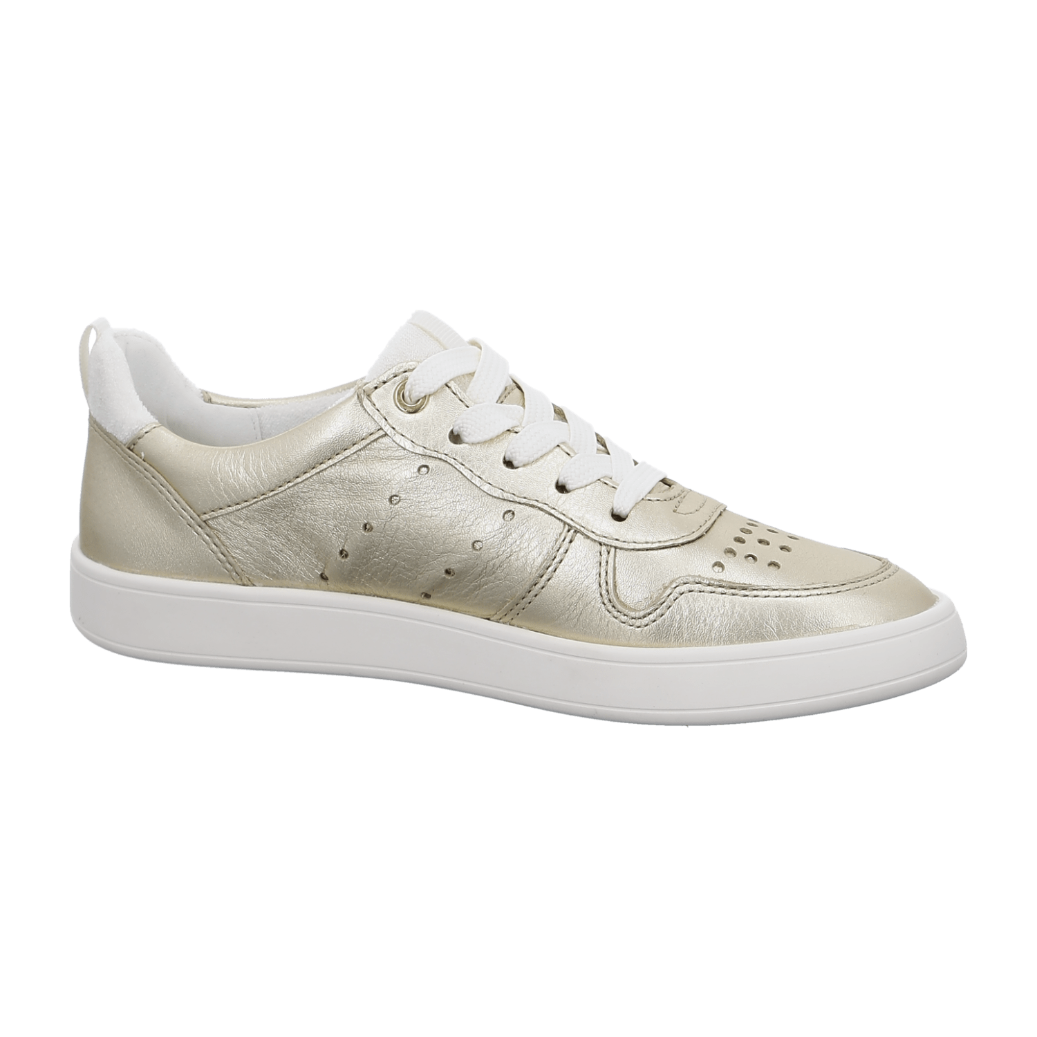 ARA TRAVELLER Women's Sneakers in Gold Smooth Leather with Lace-Up Closure and Round Toe
