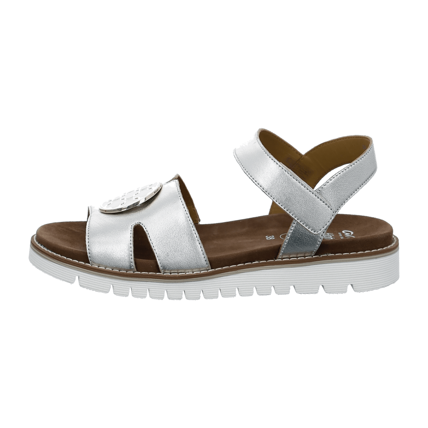 ARA KENT Women's Ankle Strap Sandals in Smooth White Leather with Hook-and-Loop Fastening