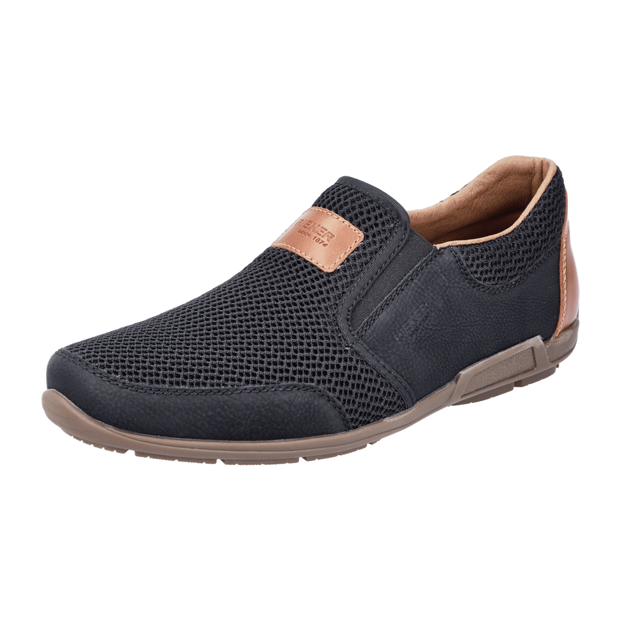 Rieker 09069 Men's Black Slip-On Shoes with Comfort Fit and Grippy Sole
