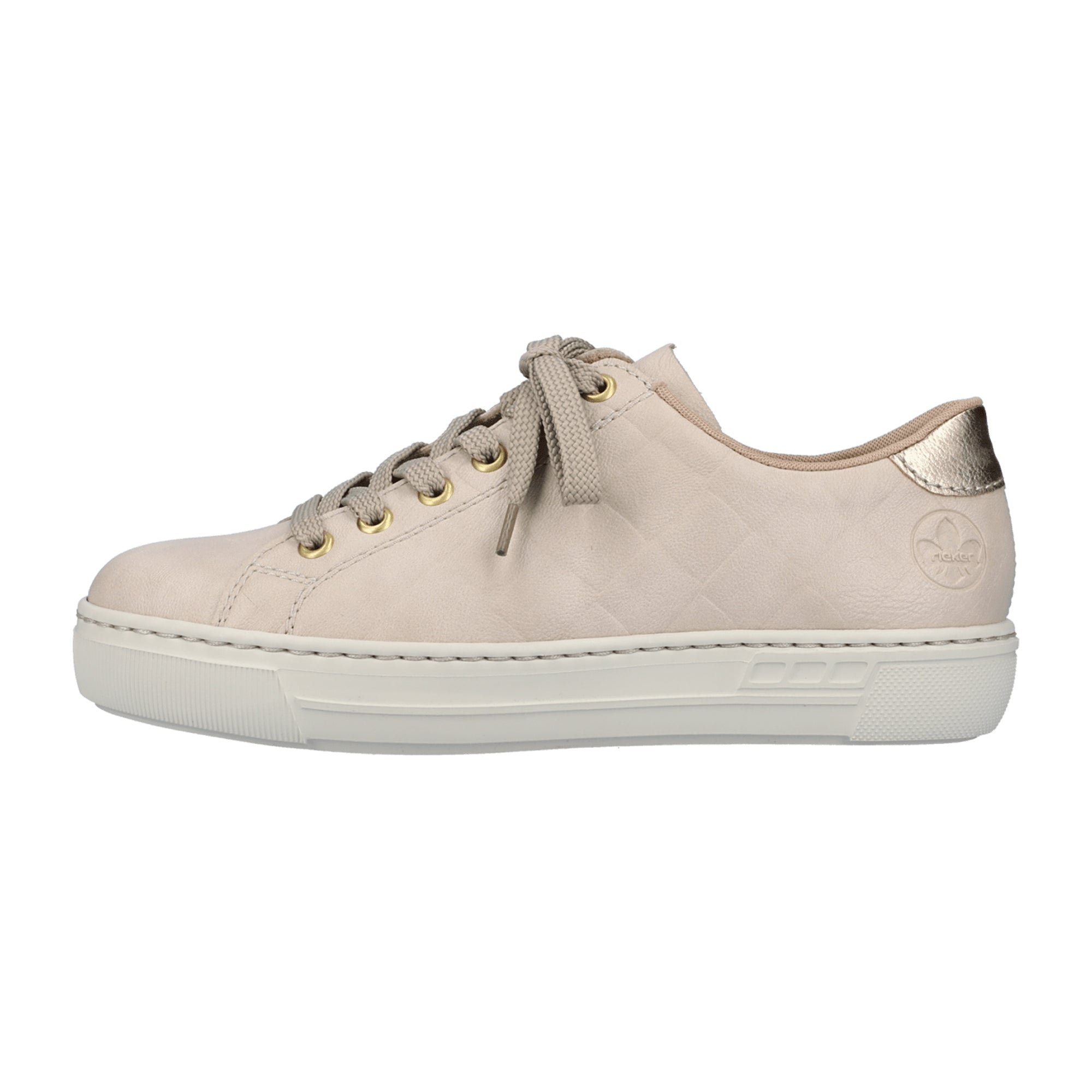 Rieker Beige Women's Sneakers Comfortable Lightweight Synthetic Leather Shoes