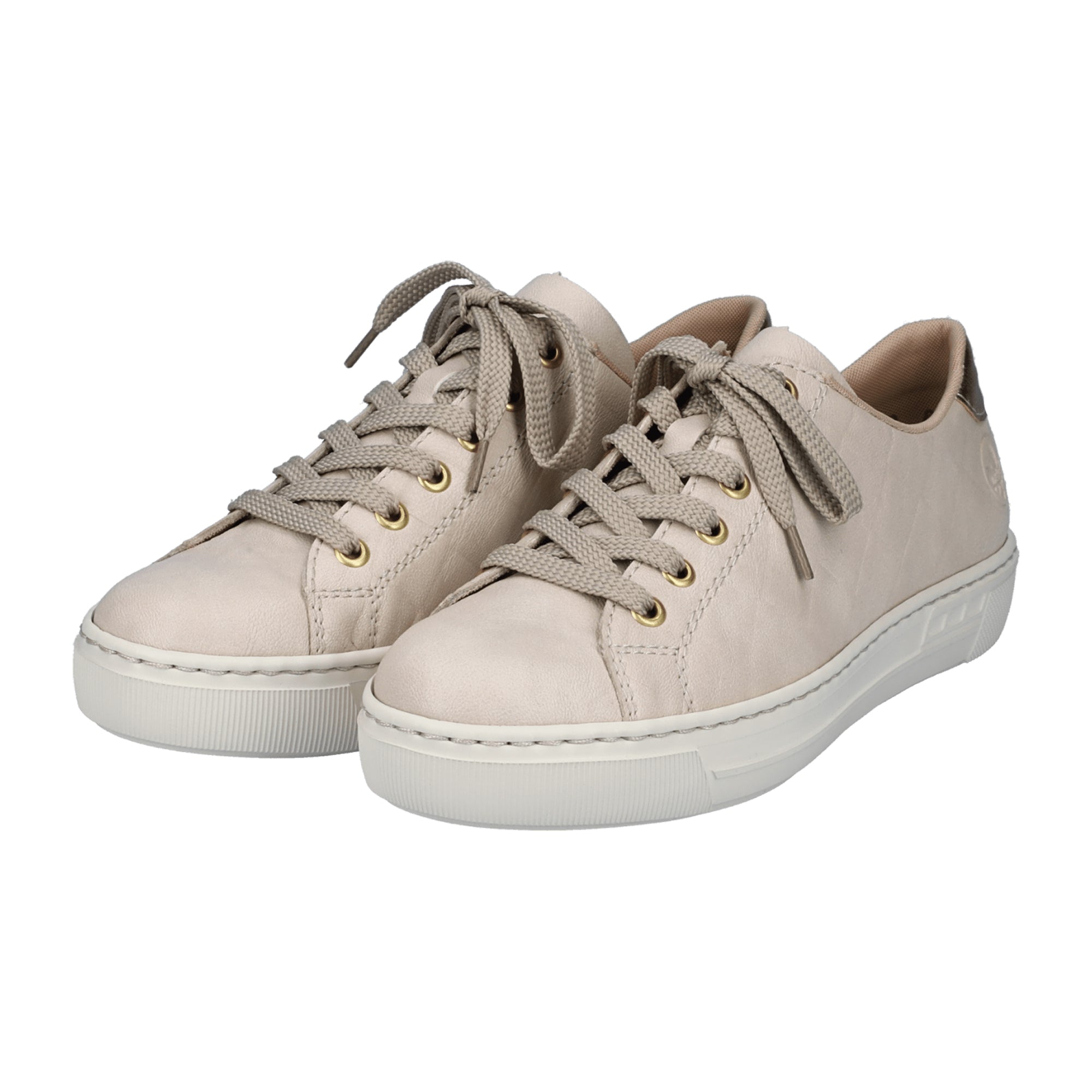 Rieker Beige Women's Sneakers Comfortable Lightweight Synthetic Leather Shoes
