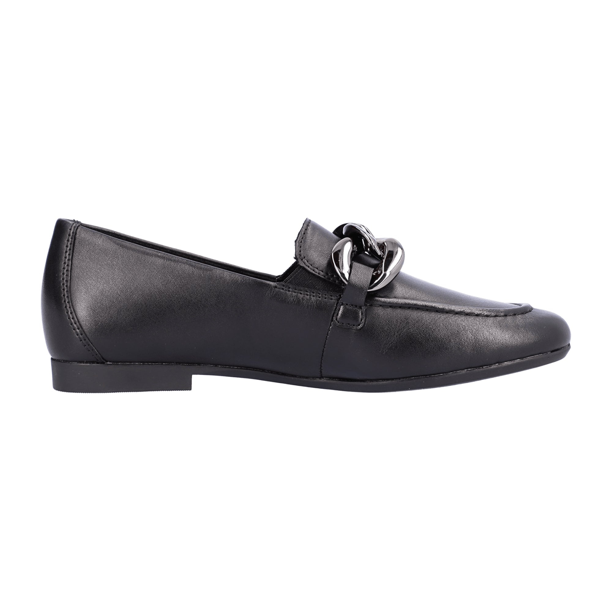 Remonte Women's Black Leather Loafers with Elastic Insert and Removable Insole