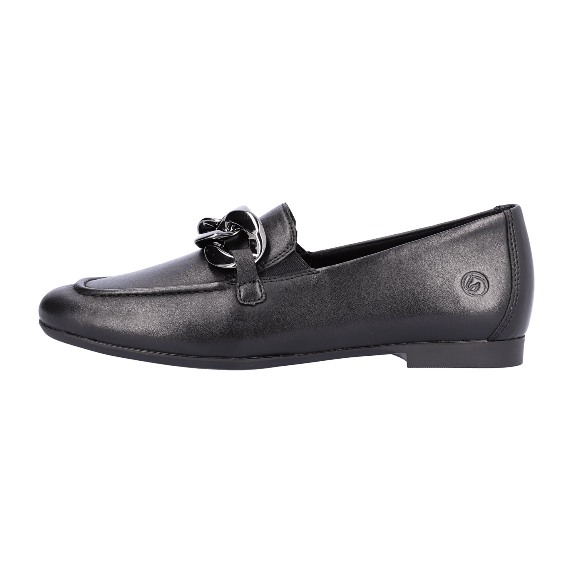 Remonte Women's Black Leather Loafers with Elastic Insert and Removable Insole