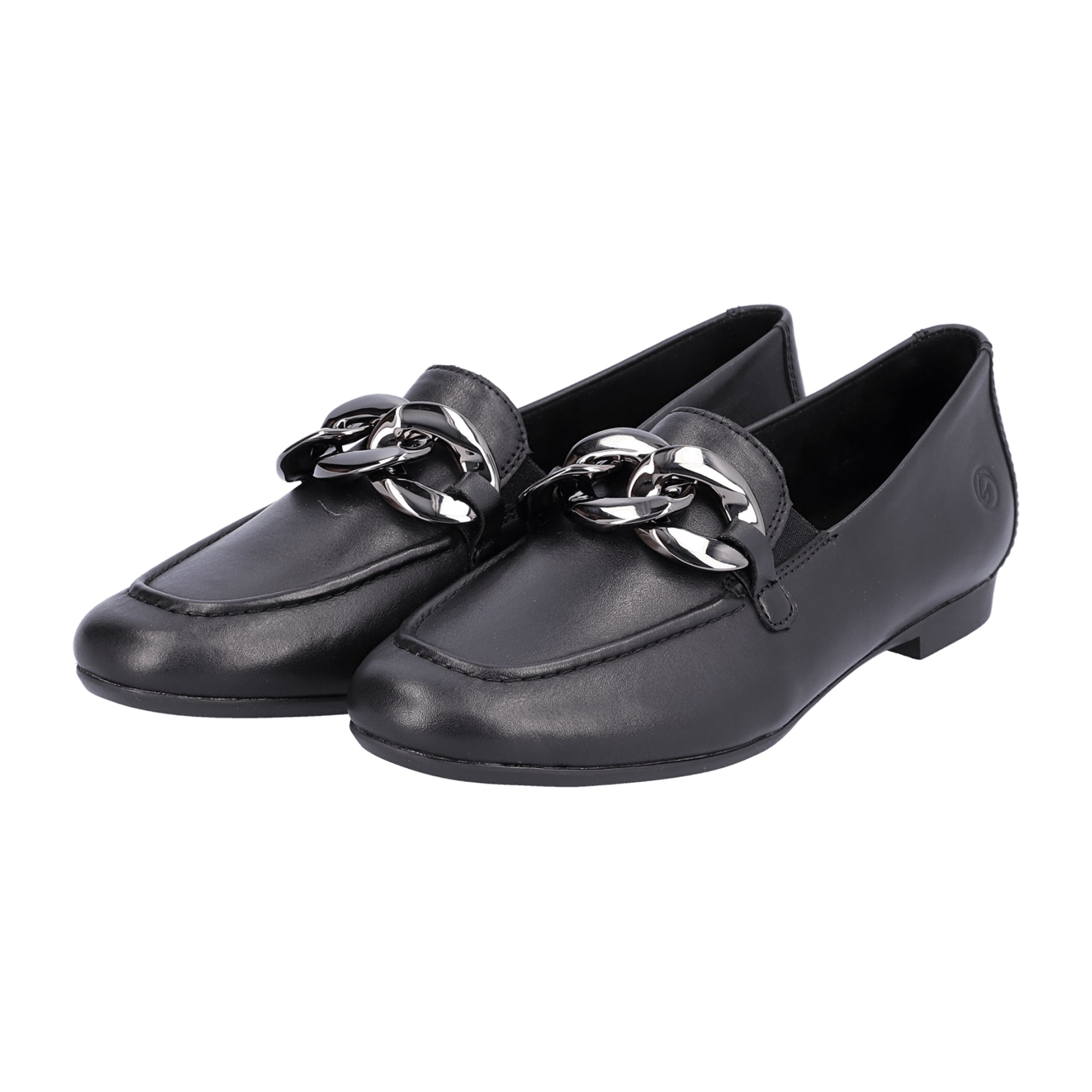 Remonte Women's Black Leather Loafers with Elastic Insert and Removable Insole