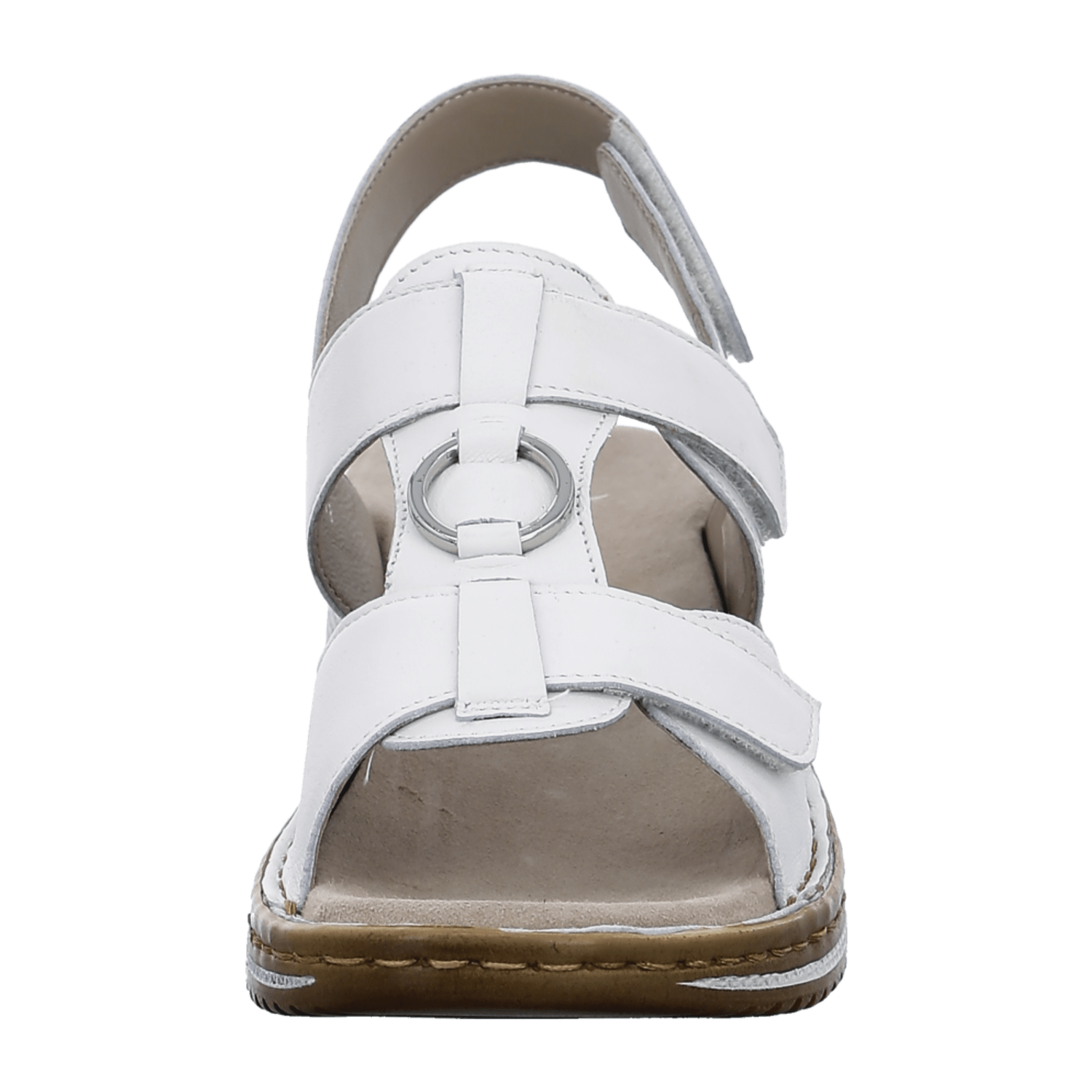 ARA HAWAII Women's Ankle Strap Sandals in Smooth White Leather with Hook-and-Loop Fastening
