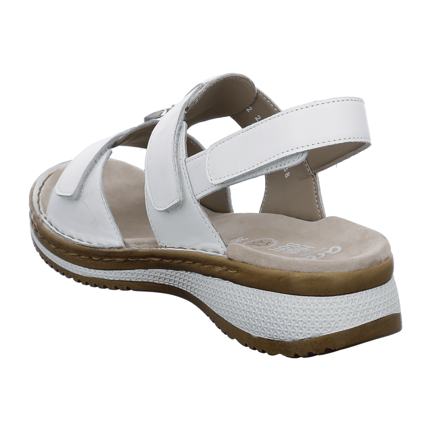 ARA HAWAII Women's Ankle Strap Sandals in Smooth White Leather with Hook-and-Loop Fastening