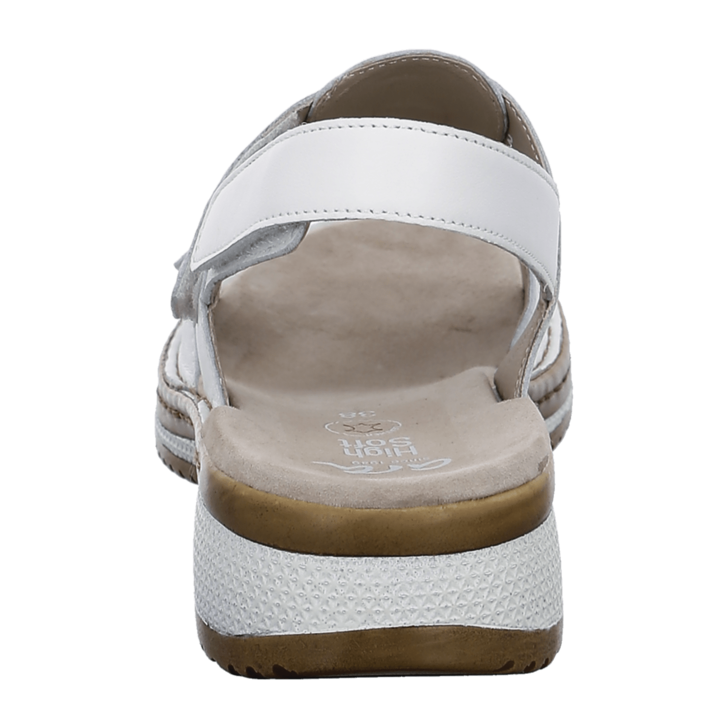 ARA HAWAII Women's Ankle Strap Sandals in Smooth White Leather with Hook-and-Loop Fastening