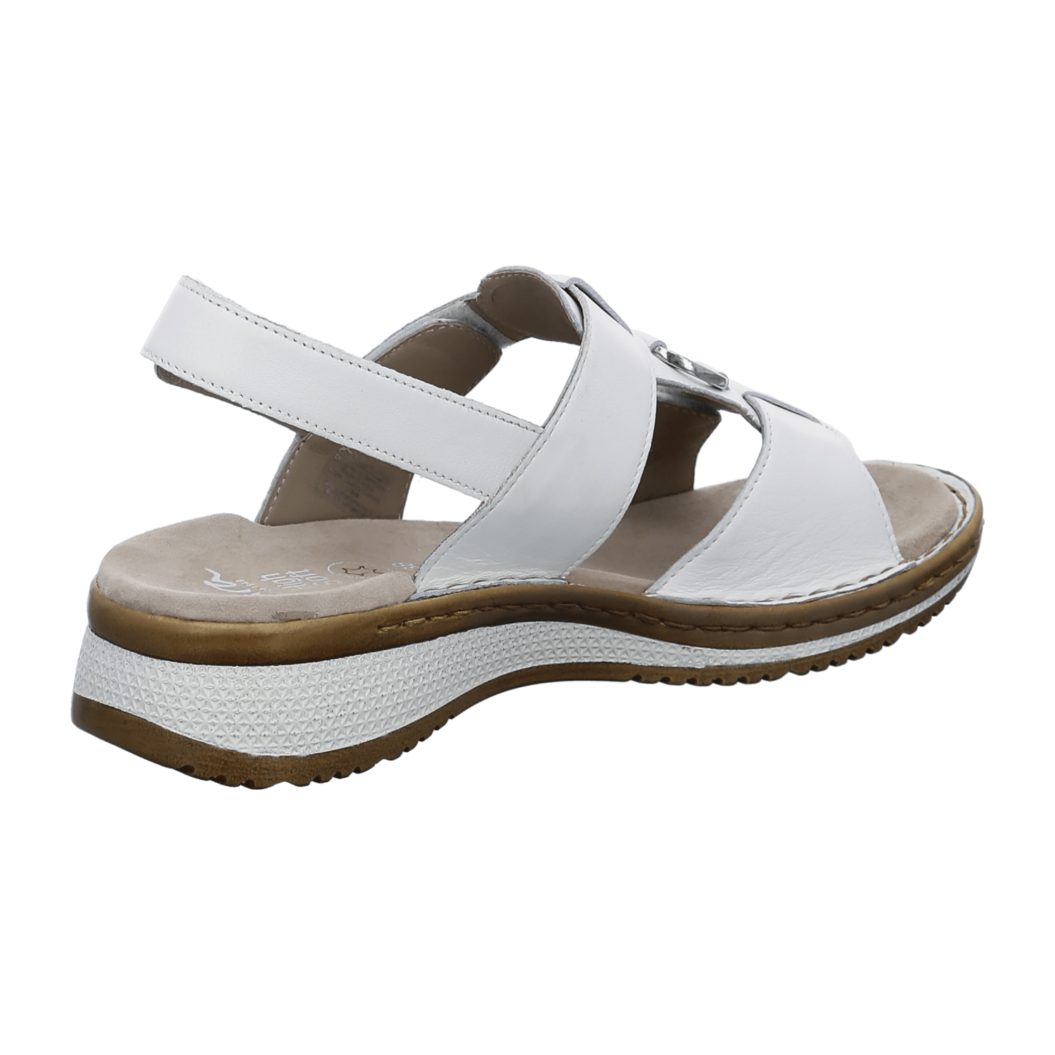 ARA HAWAII Women's Ankle Strap Sandals in Smooth White Leather with Hook-and-Loop Fastening