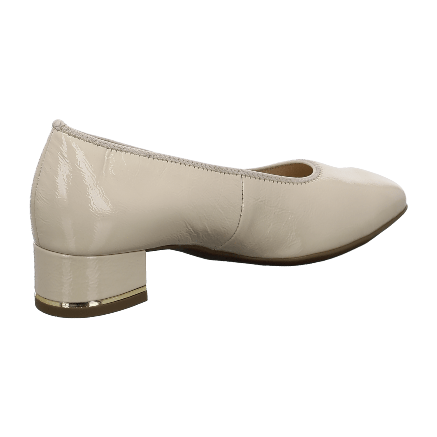 ARA Women's Pumps Smooth Leather Beige Square Toe Pull-On Style Leather Lining Synthetic Rubber Sole