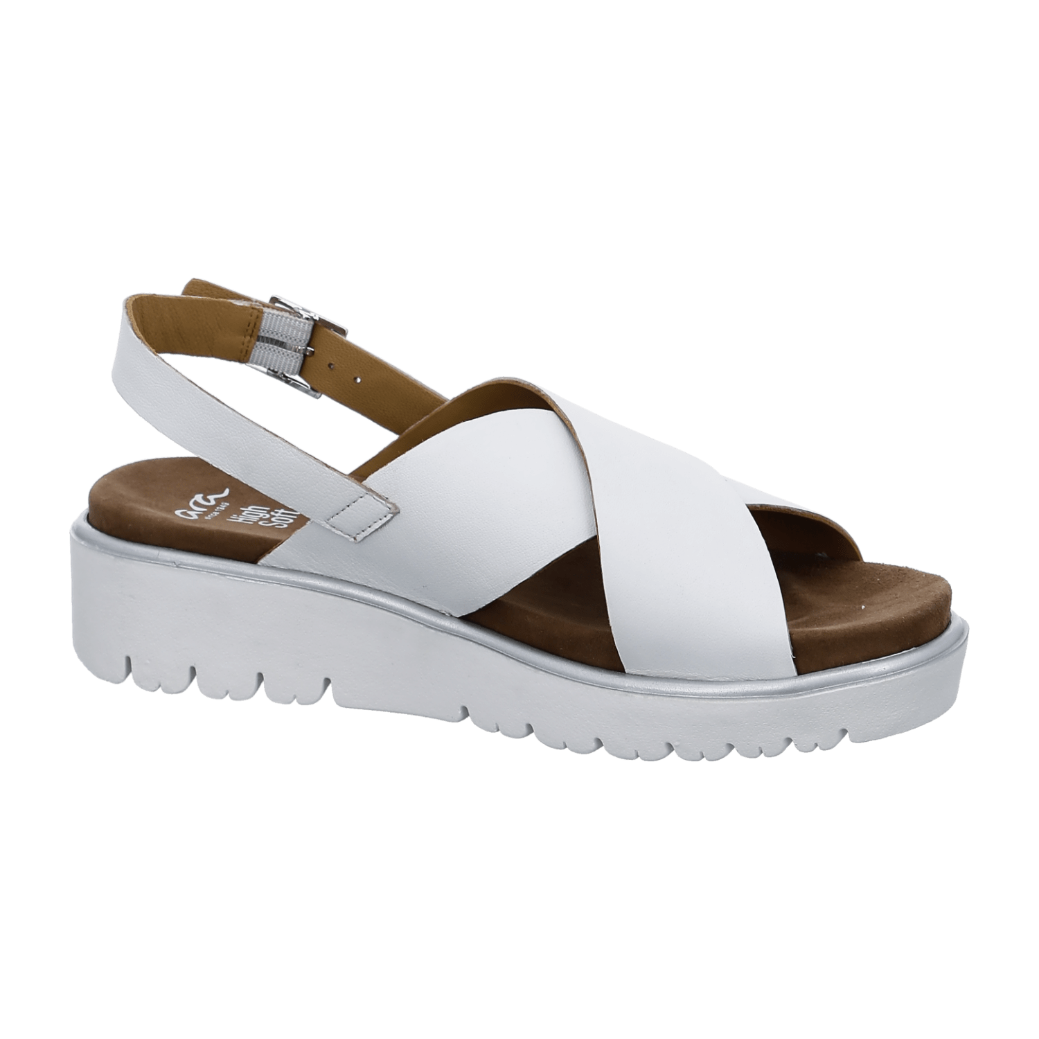 ARA BILBAO Women's Ankle Strap Slip-On Pumps in White Smooth Leather with Round Toe