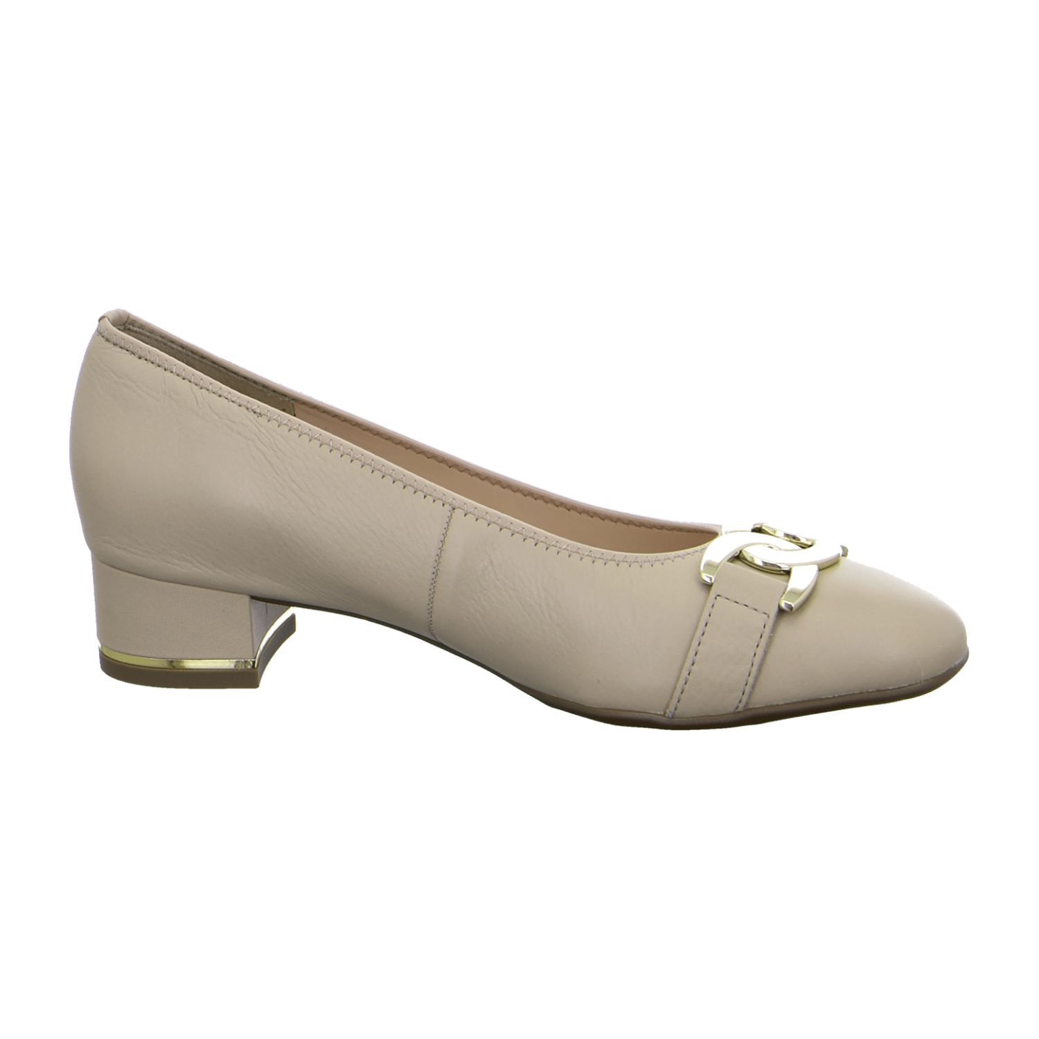 ARA GRAZ Women's Beige Smooth Leather Pumps with Round Toe and Leather Lining