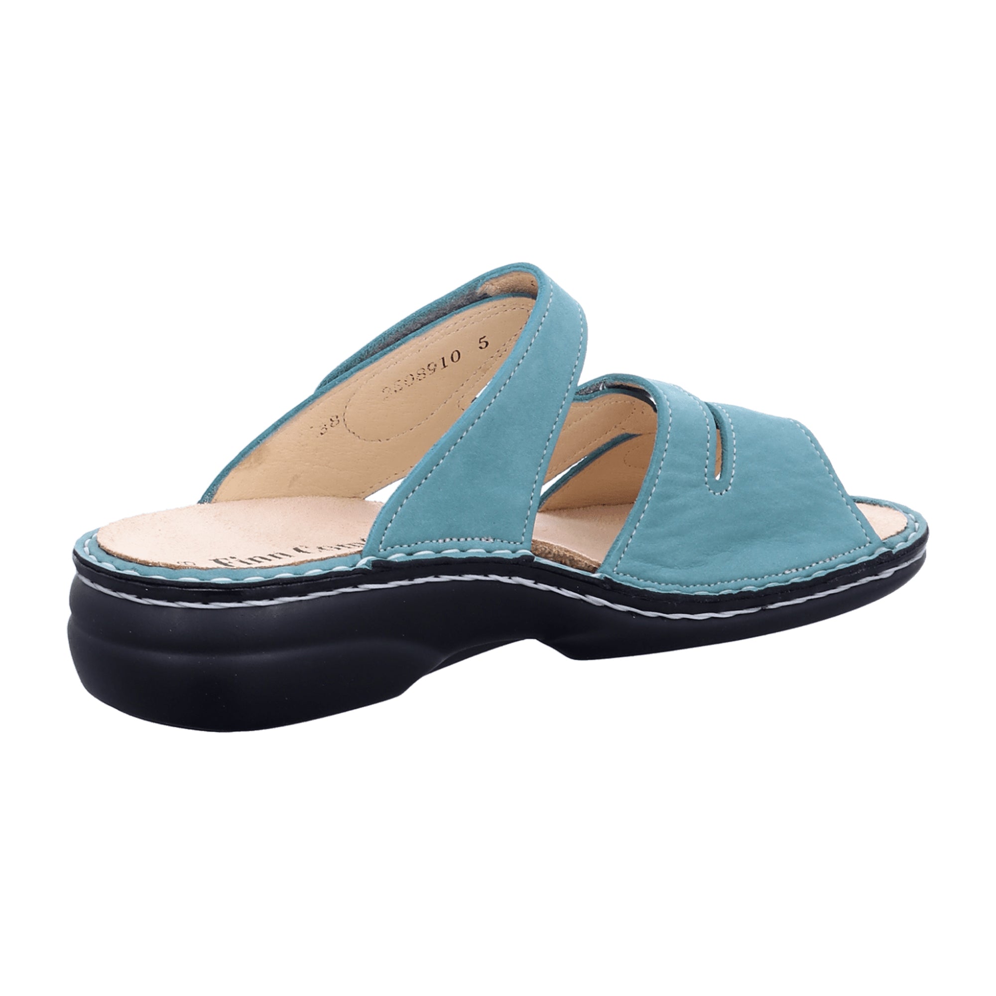 Finn Comfort Ventura-S Women's Comfort Slide Sandals in Ice Green Nubuck Leather, Adjustable Straps - 82568-007484