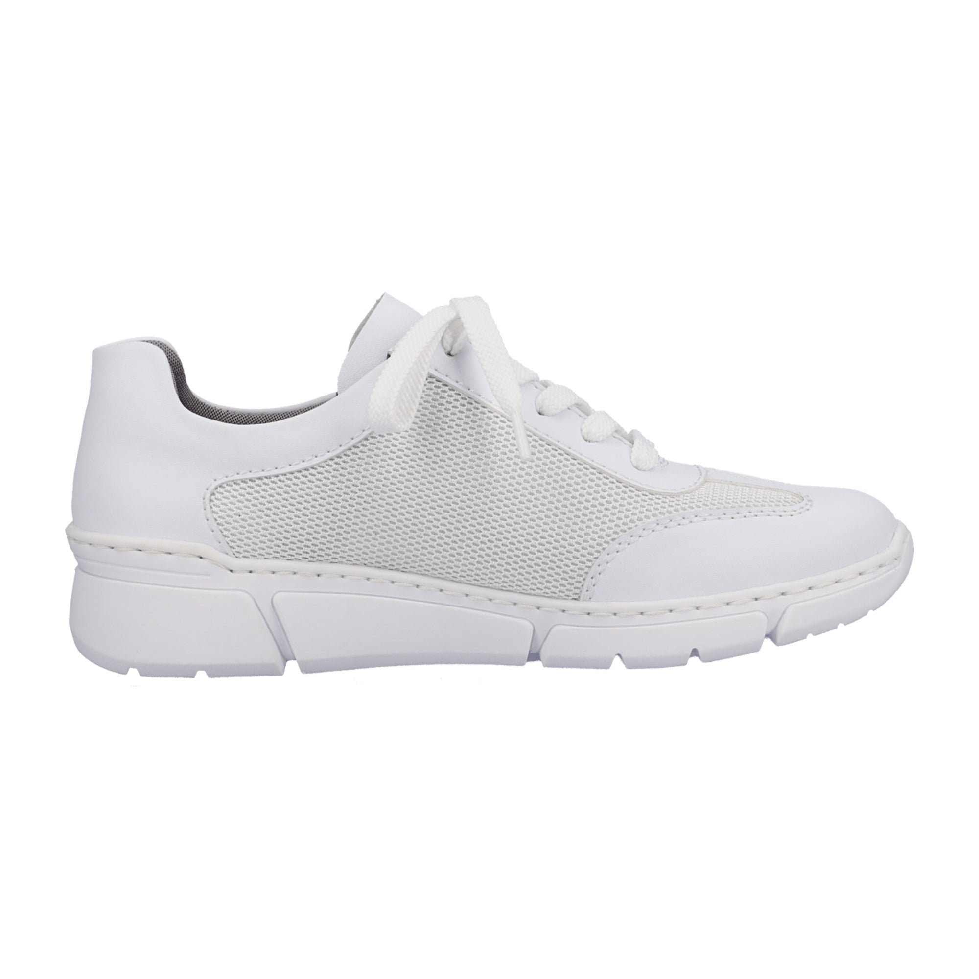 Rieker Women's White Casual Shoes with Zip and Lace-Up Closure