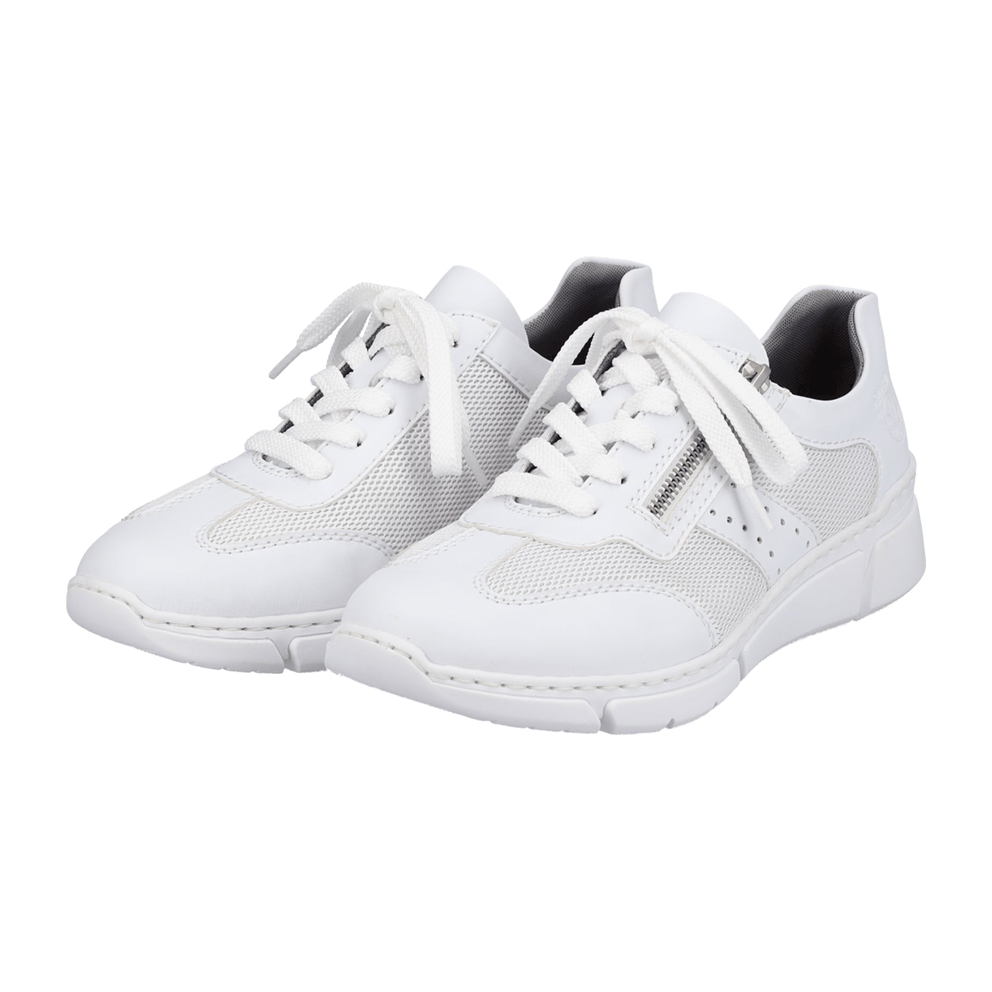 Rieker Women's White Casual Shoes with Zip and Lace-Up Closure