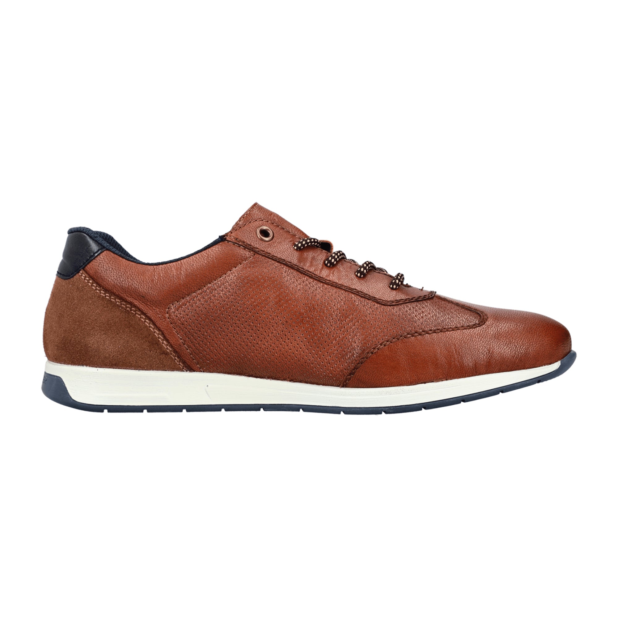 Rieker 11927 Men's Brown Leather Lace-Up Shoes with Zipper and Cushioned Sole