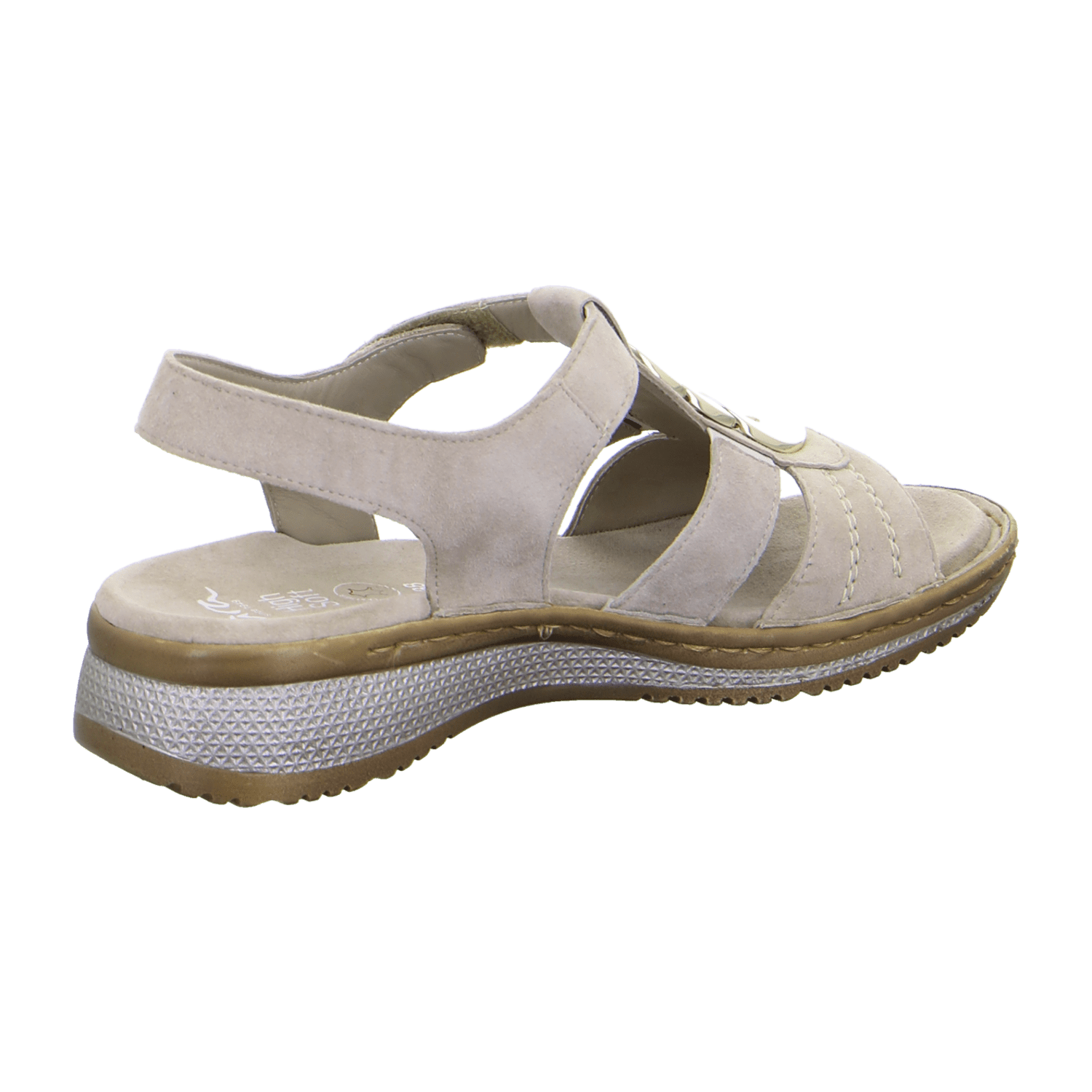 ARA HAWAII Women's Suede Sandals Beige with Hook-and-Loop Fastening and Ankle Strap