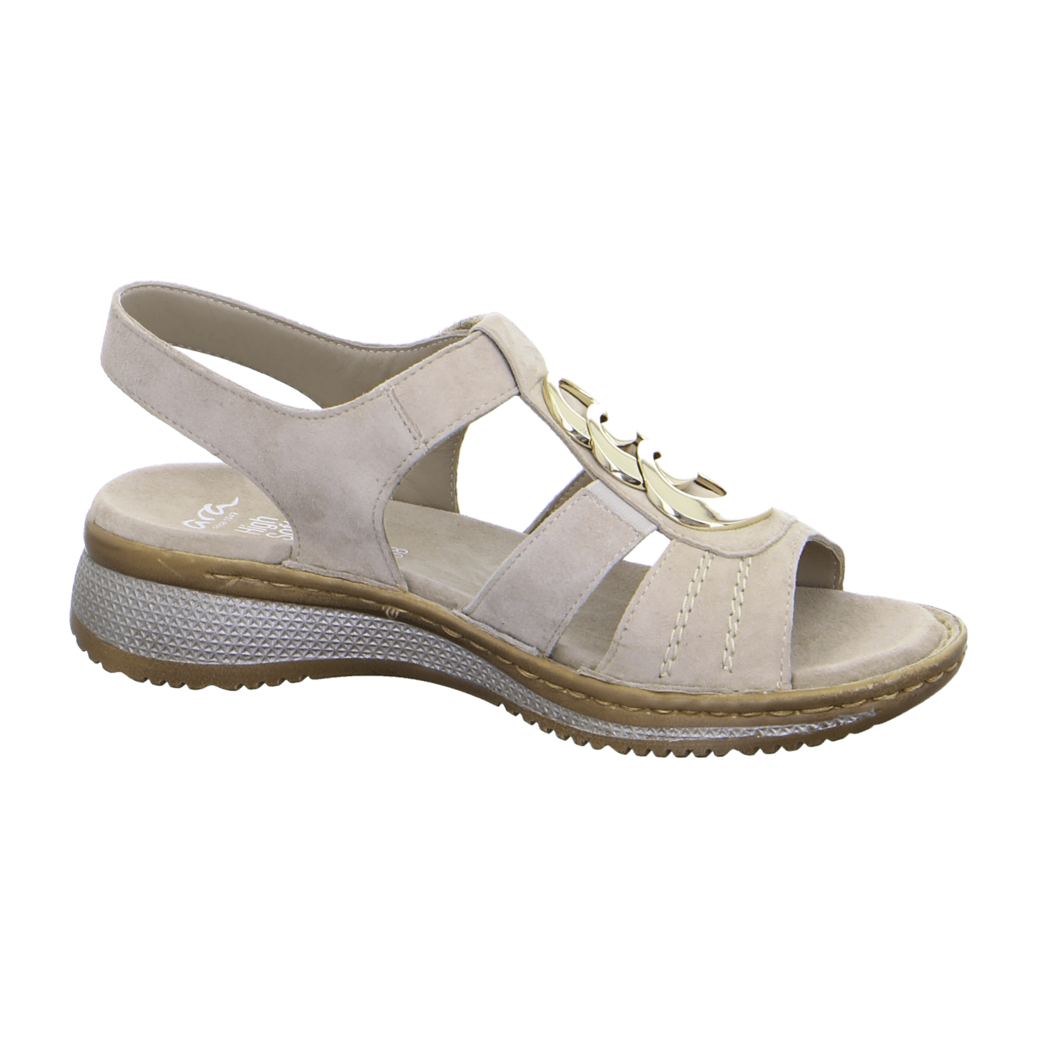 ARA HAWAII Women's Suede Sandals Beige with Hook-and-Loop Fastening and Ankle Strap