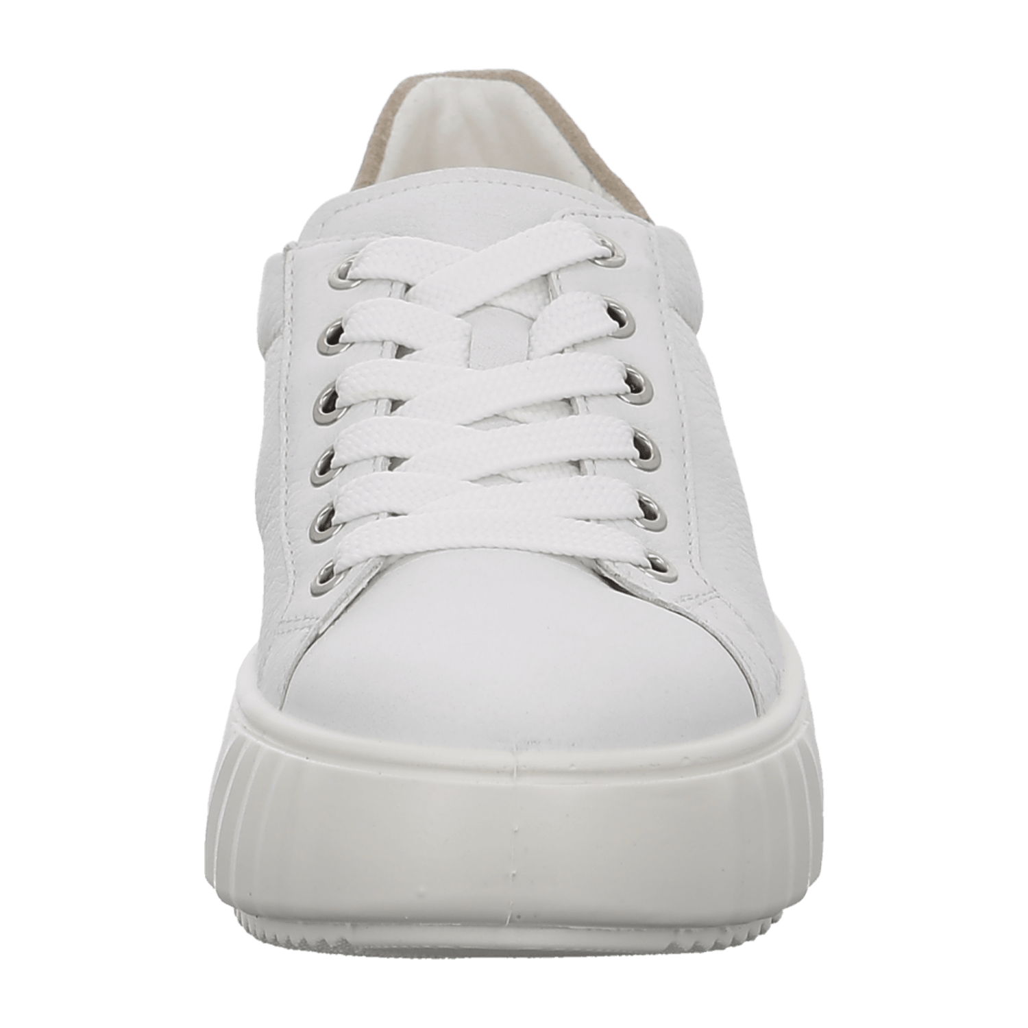 ARA MONACO Women's Sneakers in White Smooth Leather with Zip Closure and Round Toe