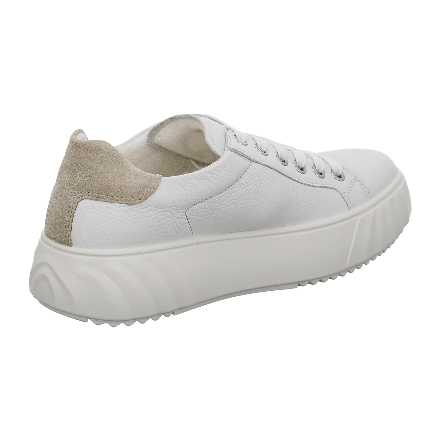 ARA MONACO Women's Sneakers in White Smooth Leather with Zip Closure and Round Toe