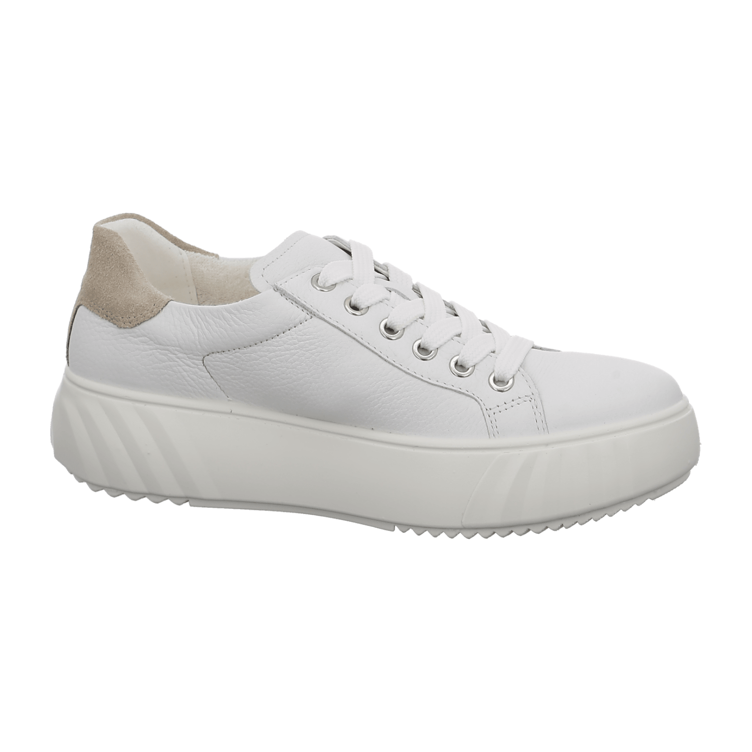 ARA MONACO Women's Sneakers in White Smooth Leather with Zip Closure and Round Toe