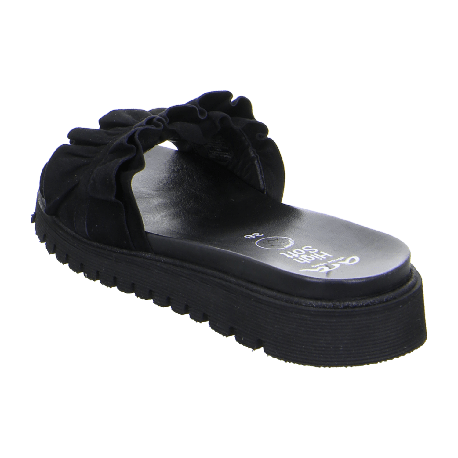 ARA Women's Kent Slipper Flat in Black Velour Leather with Hook-and-Loop Closure and Round Toe