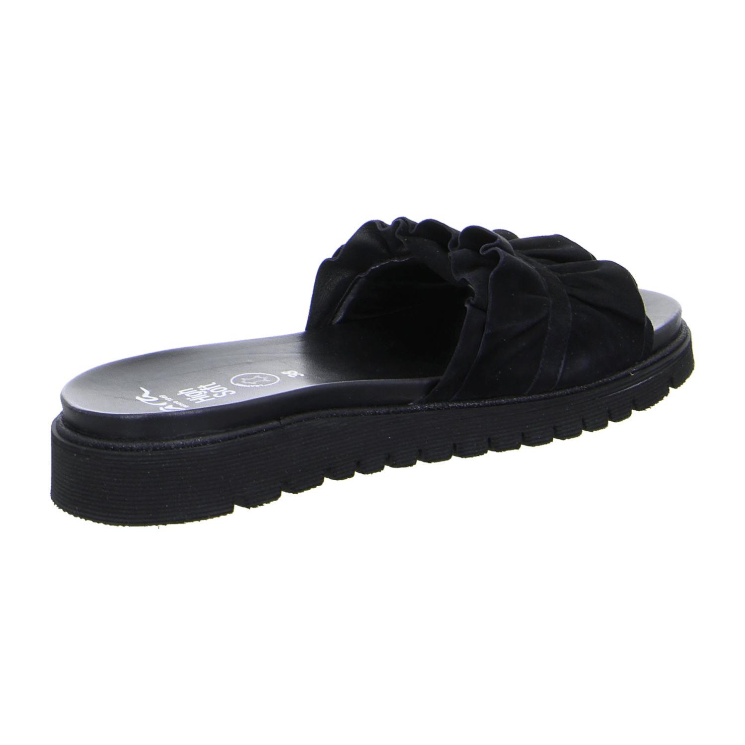 ARA Women's Kent Slipper Flat in Black Velour Leather with Hook-and-Loop Closure and Round Toe