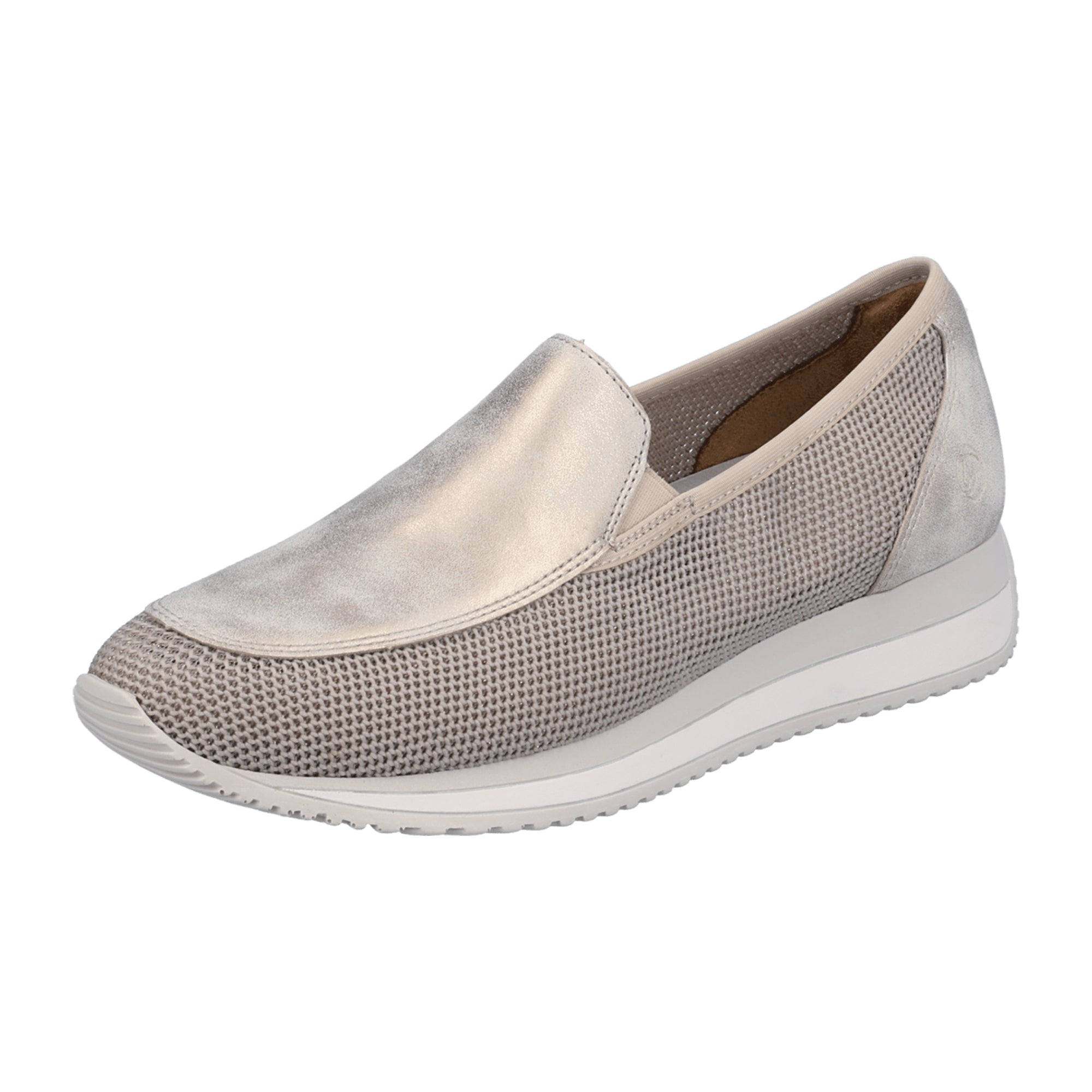 Remonte Beige Slip-On Shoes for Women with Elastic and Soft Footbed