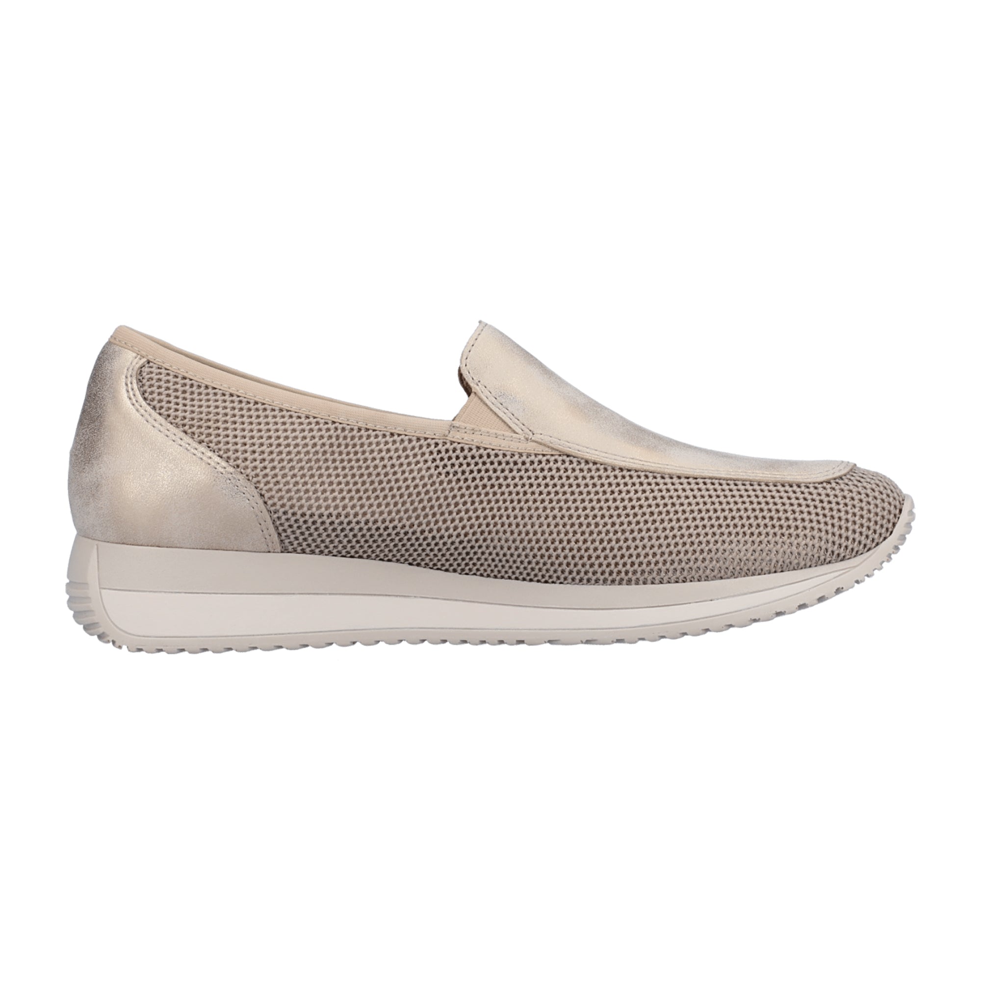 Remonte Beige Slip-On Shoes for Women with Elastic and Soft Footbed