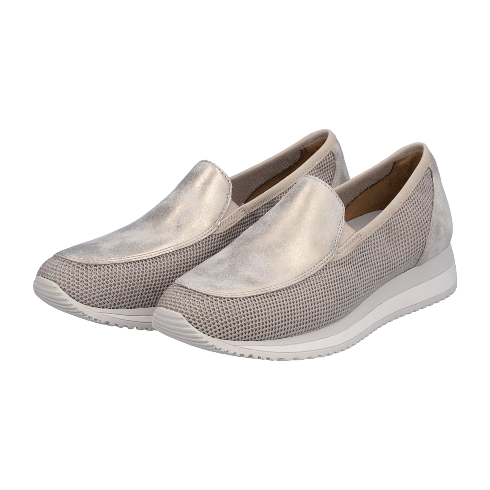 Remonte Beige Slip-On Shoes for Women with Elastic and Soft Footbed