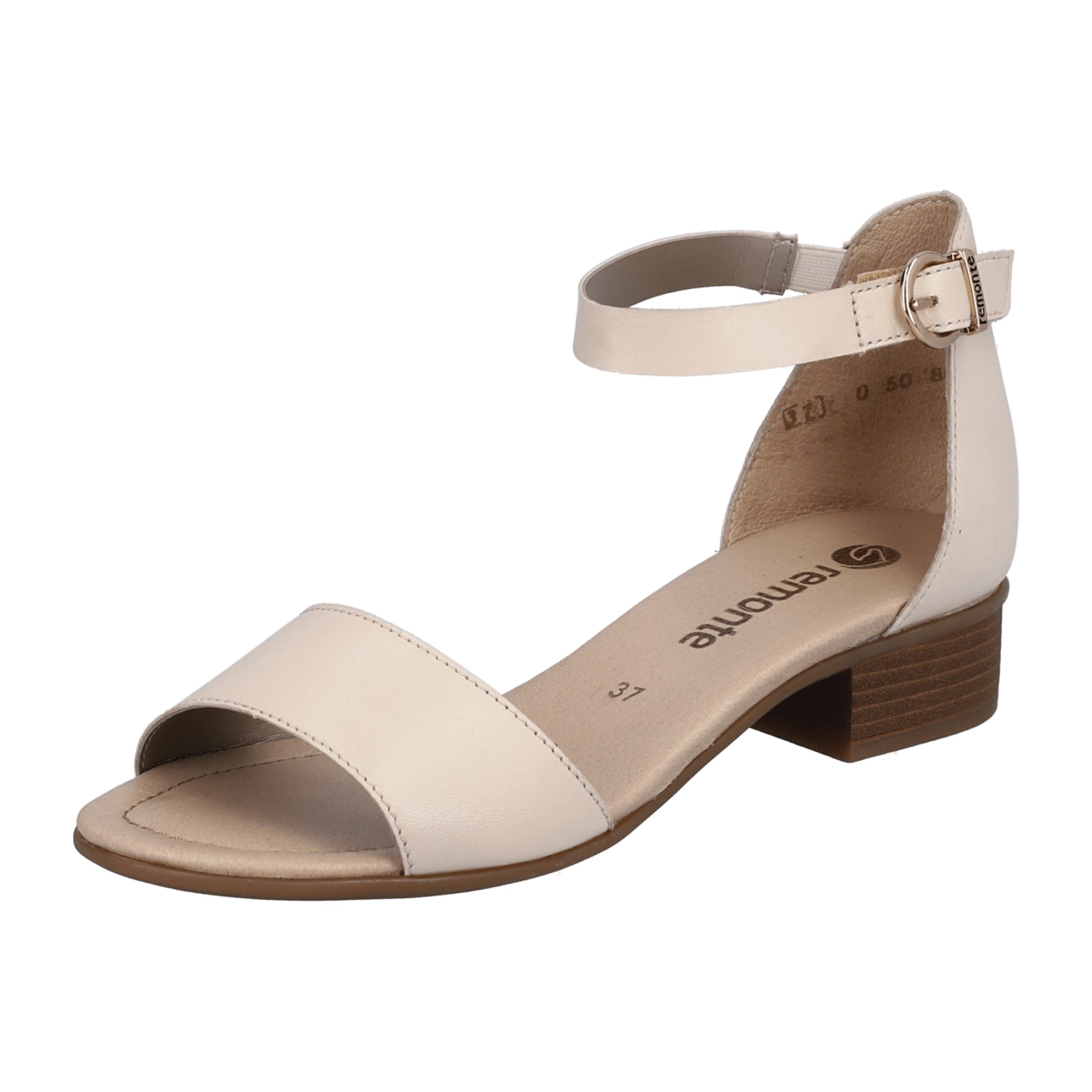 Remonte Women's White Leather Strap Sandals with Block Heel and Adjustable Straps