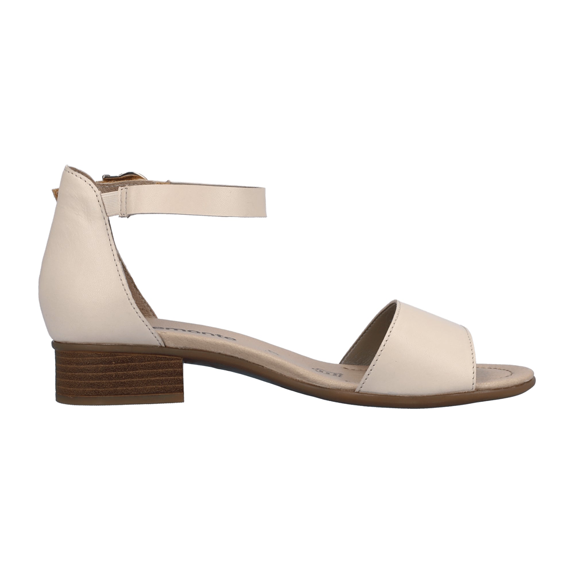 Remonte Women's White Leather Strap Sandals with Block Heel and Adjustable Straps