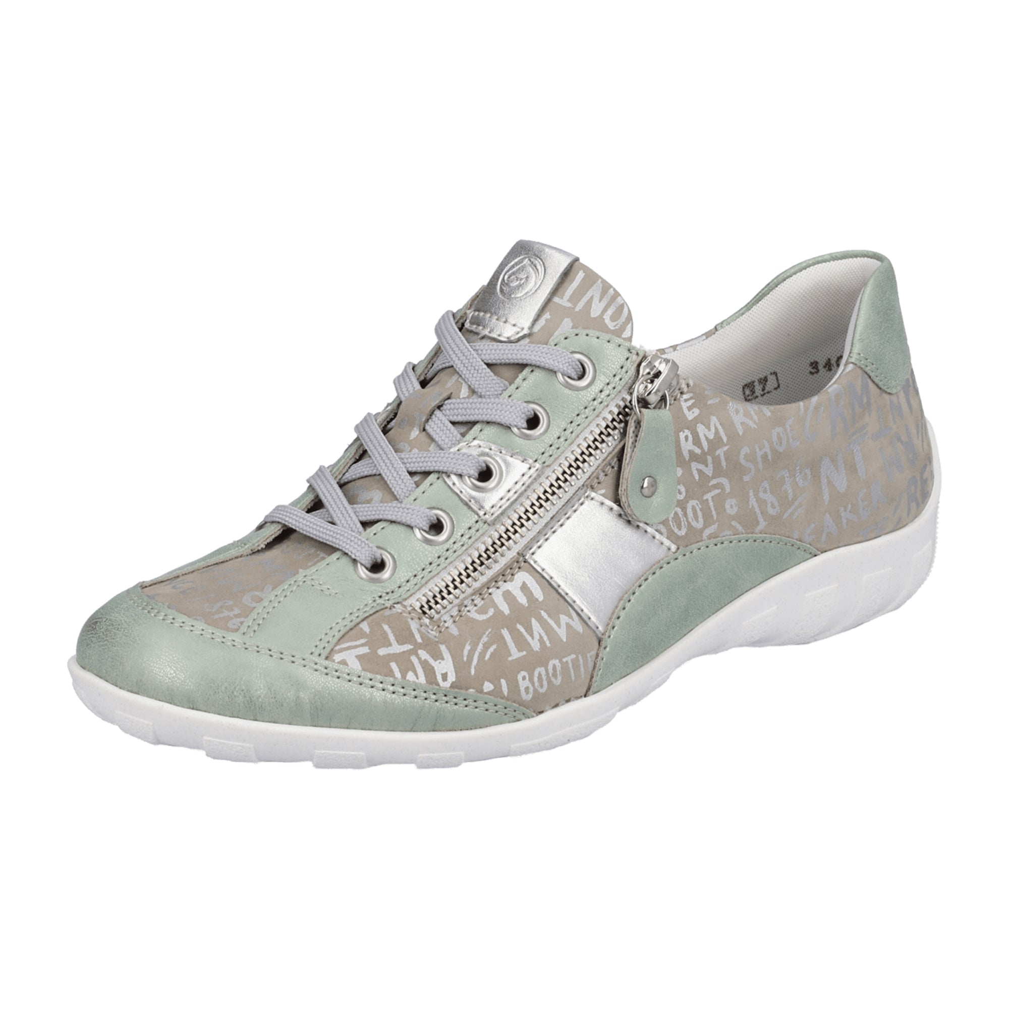 Remonte Green Women's Lace-Up Shoes with Zipper and Cushioned Insole