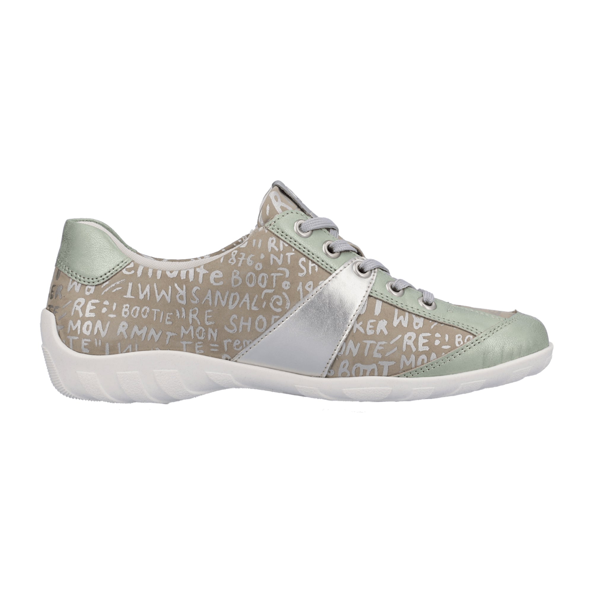 Remonte Green Women's Lace-Up Shoes with Zipper and Cushioned Insole
