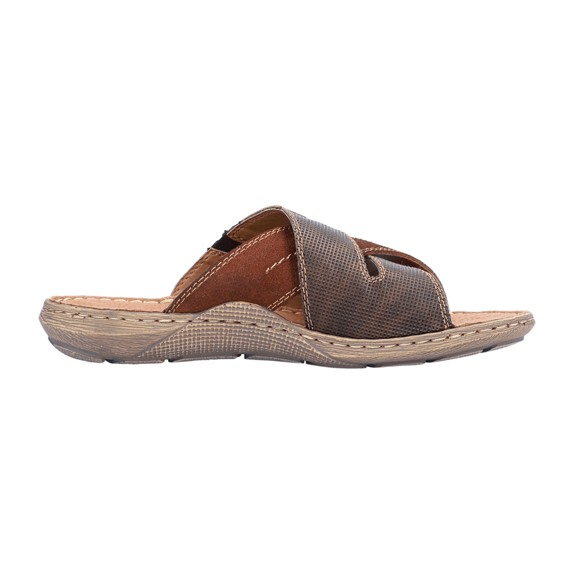 Rieker Men's Brown Sandals Slip-On Leather Comfortable Shock Absorbing Sole