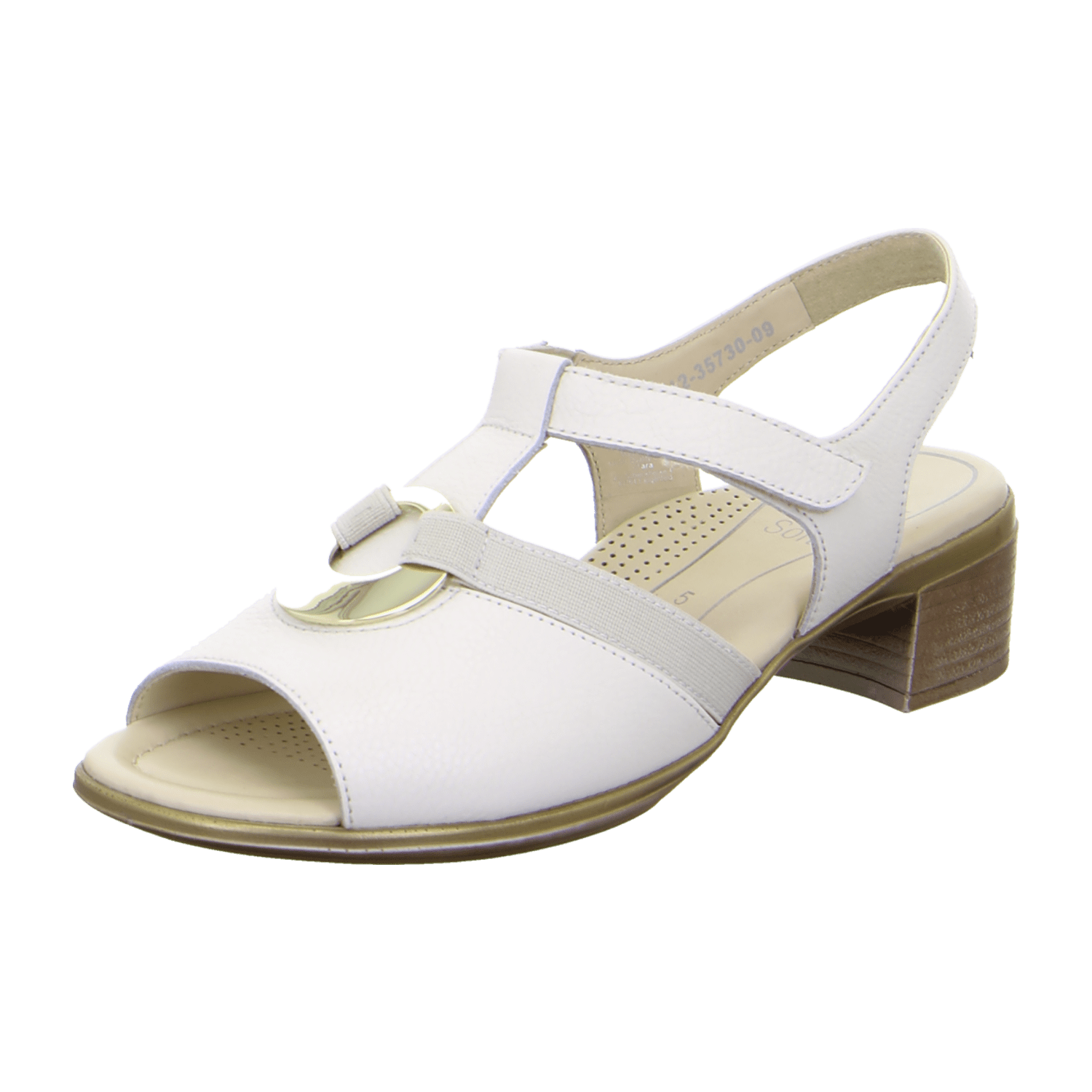 ARA LUGANO Women's Sneakers with Hook-and-Loop Closure and Ankle Strap in White Smooth Leather