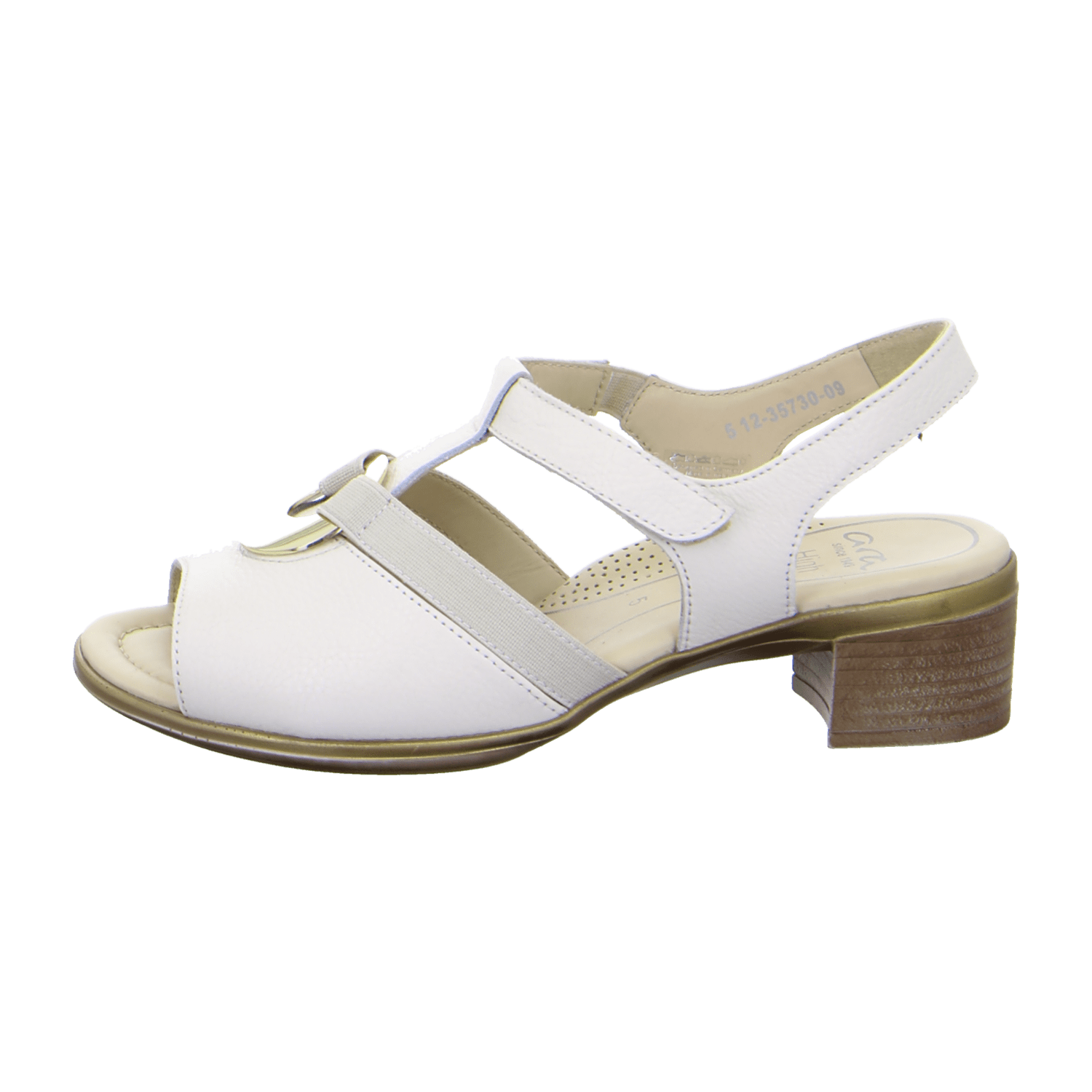 ARA LUGANO Women's Sneakers with Hook-and-Loop Closure and Ankle Strap in White Smooth Leather