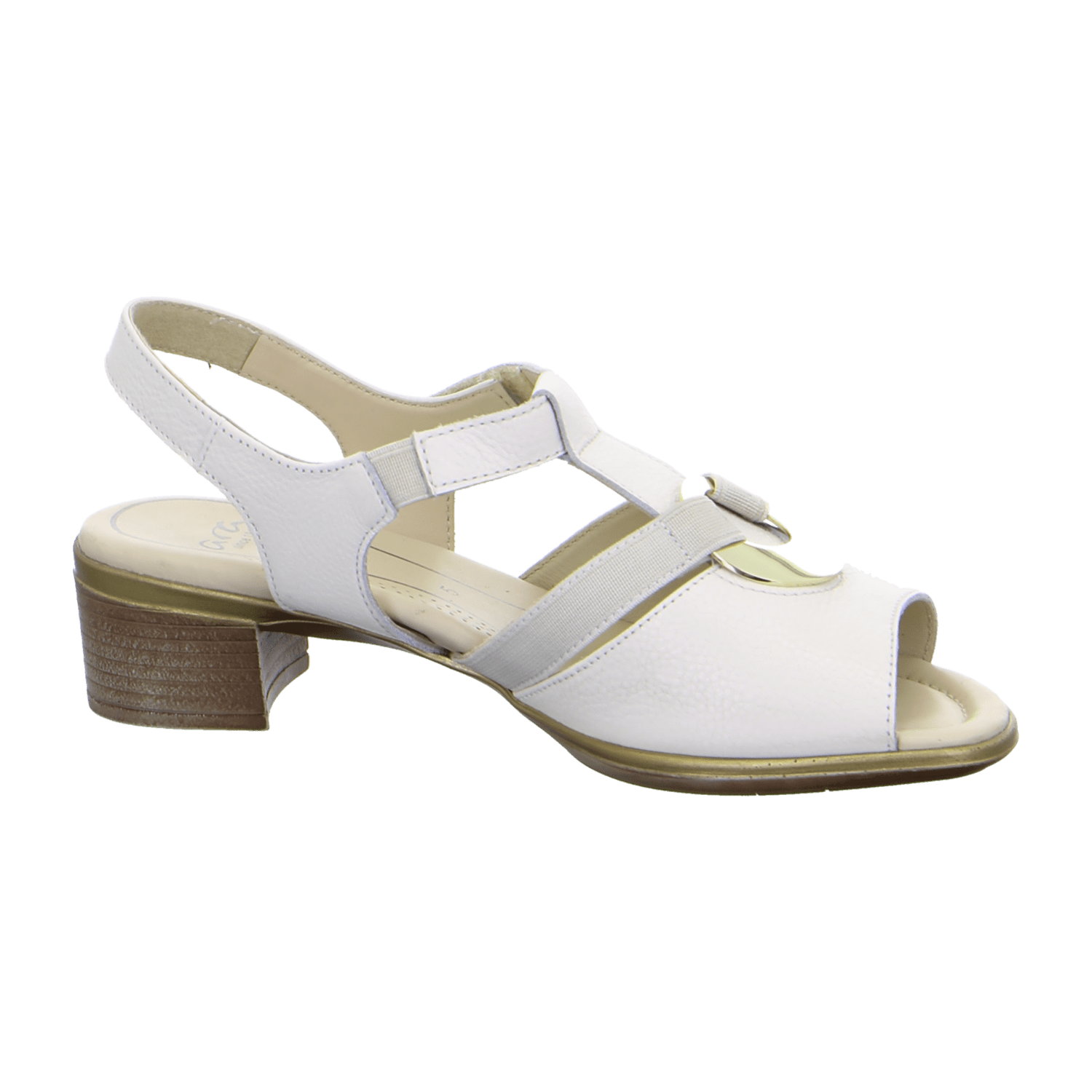 ARA LUGANO Women's Sneakers with Hook-and-Loop Closure and Ankle Strap in White Smooth Leather