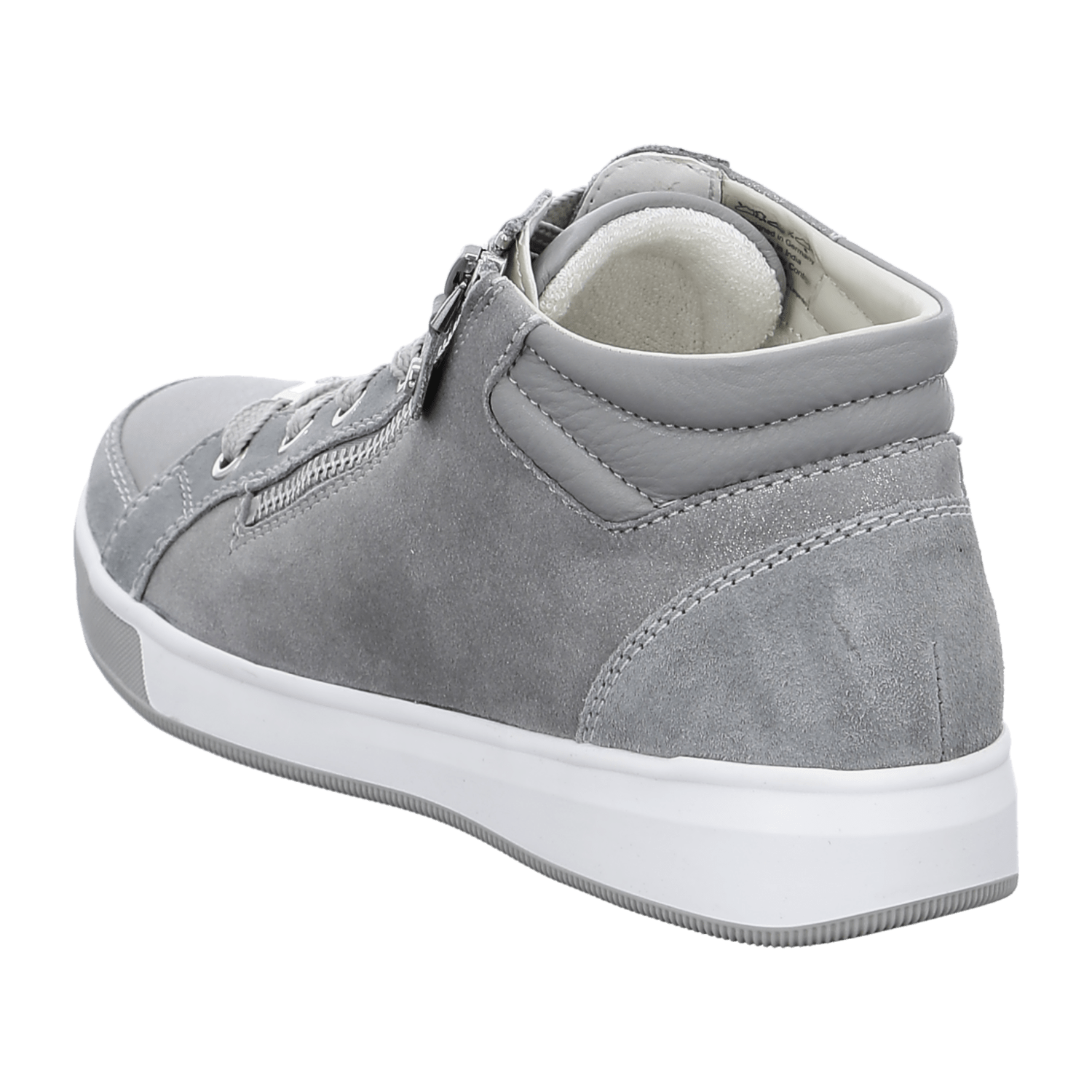 ARA ROM Women's Sneakers in Gray Smooth Leather with Lace-Up Closure and Round Toe