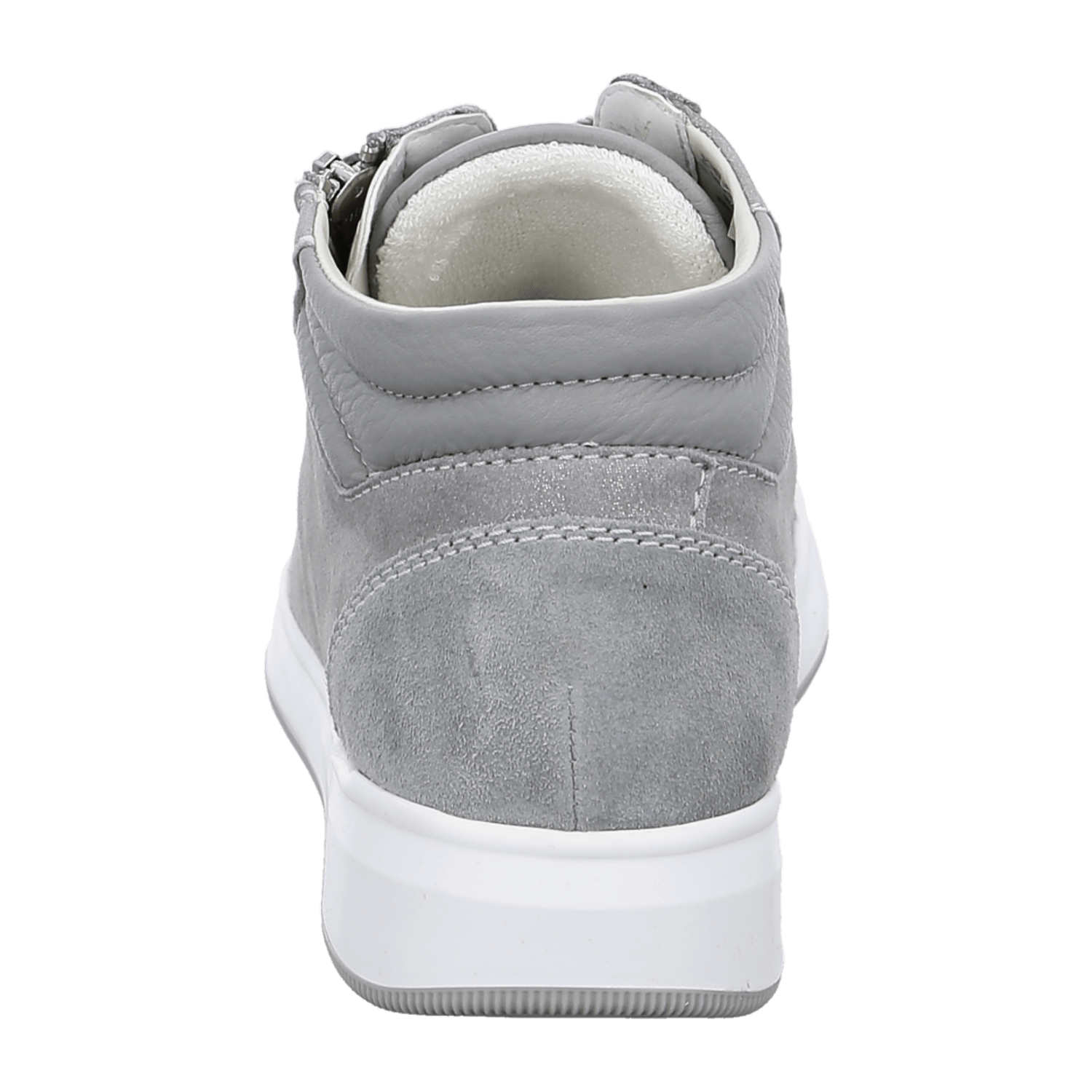 ARA ROM Women's Sneakers in Gray Smooth Leather with Lace-Up Closure and Round Toe