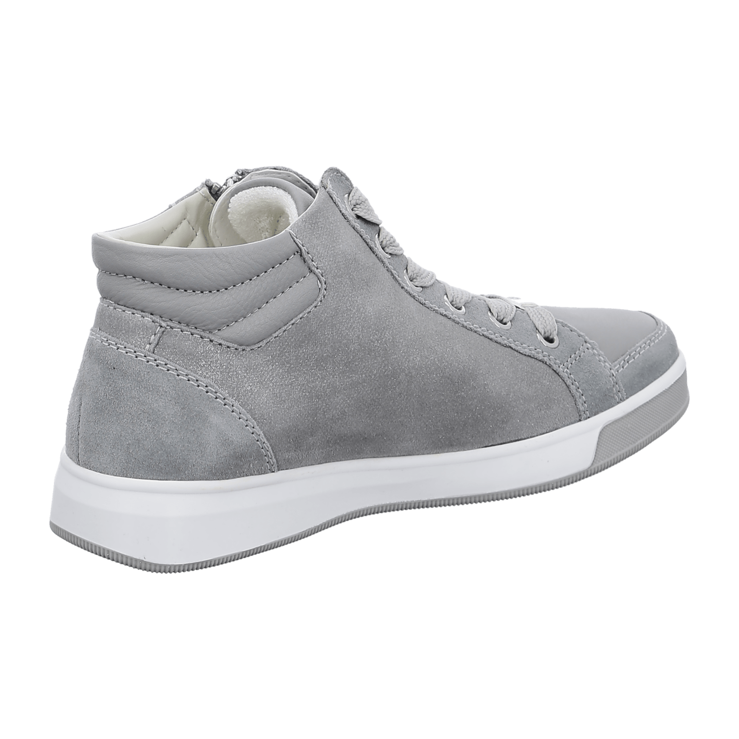 ARA ROM Women's Sneakers in Gray Smooth Leather with Lace-Up Closure and Round Toe