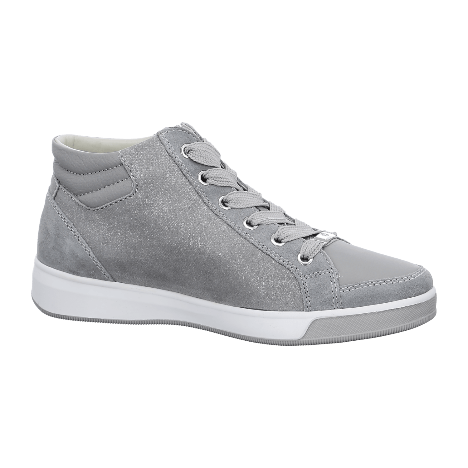 ARA ROM Women's Sneakers in Gray Smooth Leather with Lace-Up Closure and Round Toe
