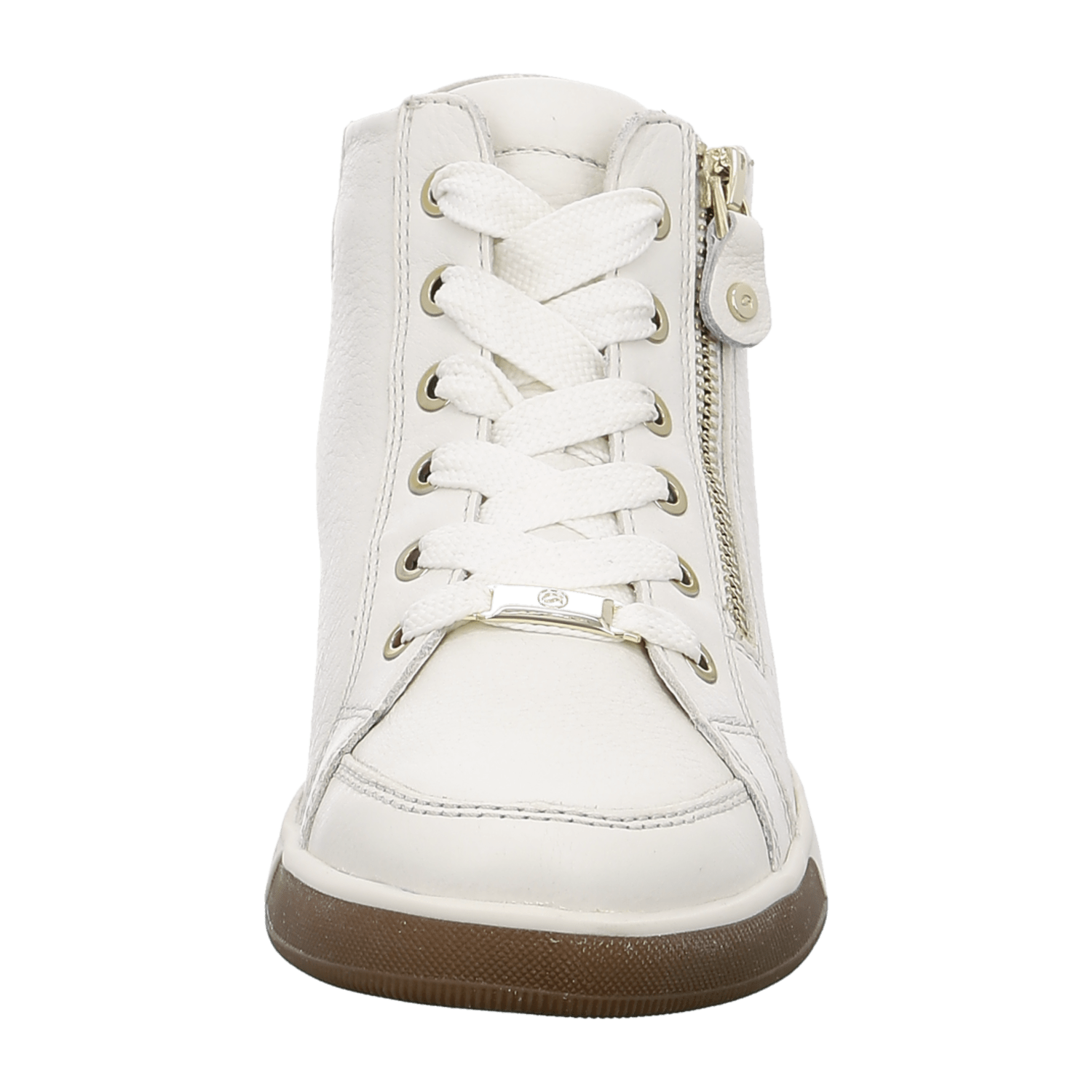 ARA ROM Women's Sneakers in Smooth Leather and Mesh with Lace-Up Closure, Beige