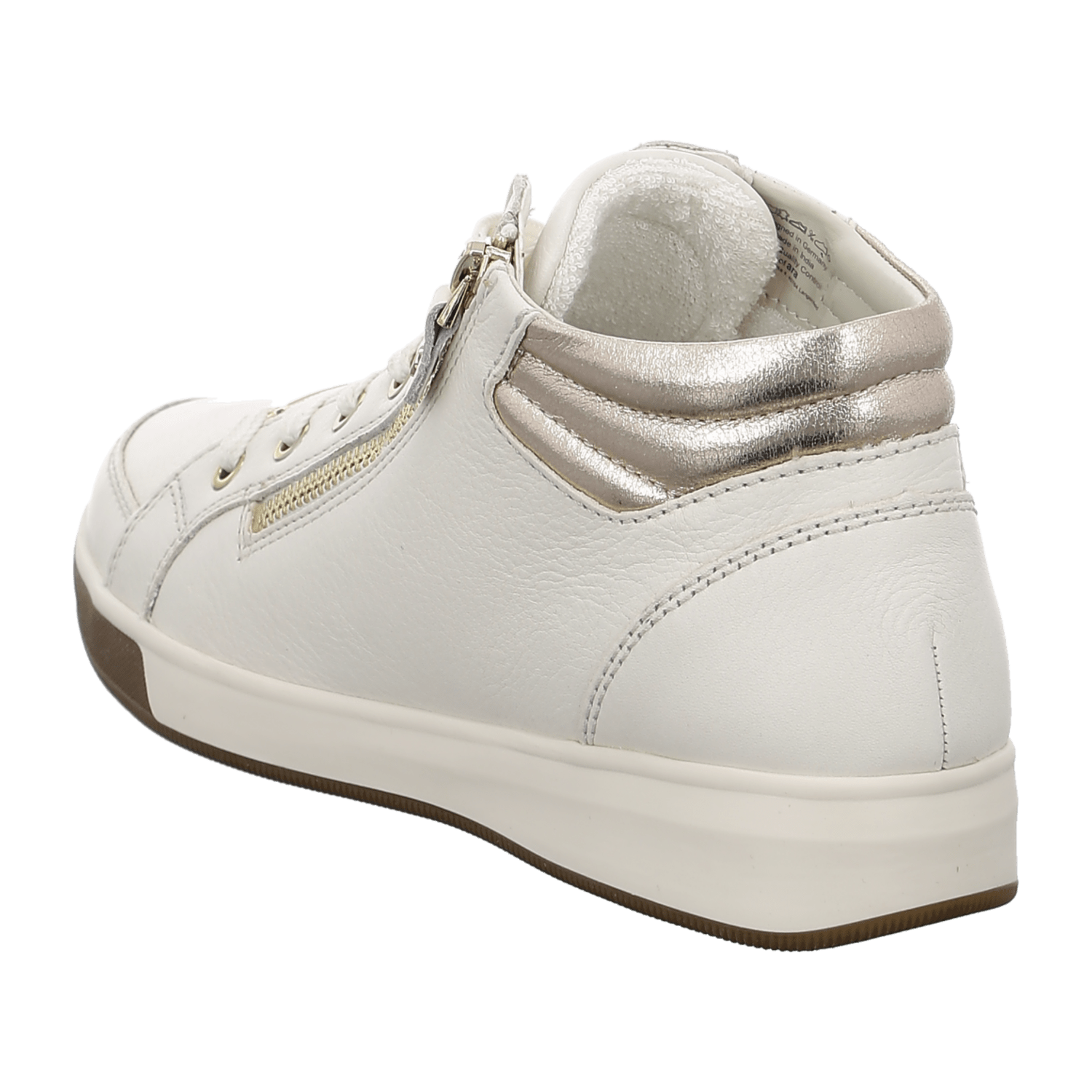 ARA ROM Women's Sneakers in Smooth Leather and Mesh with Lace-Up Closure, Beige
