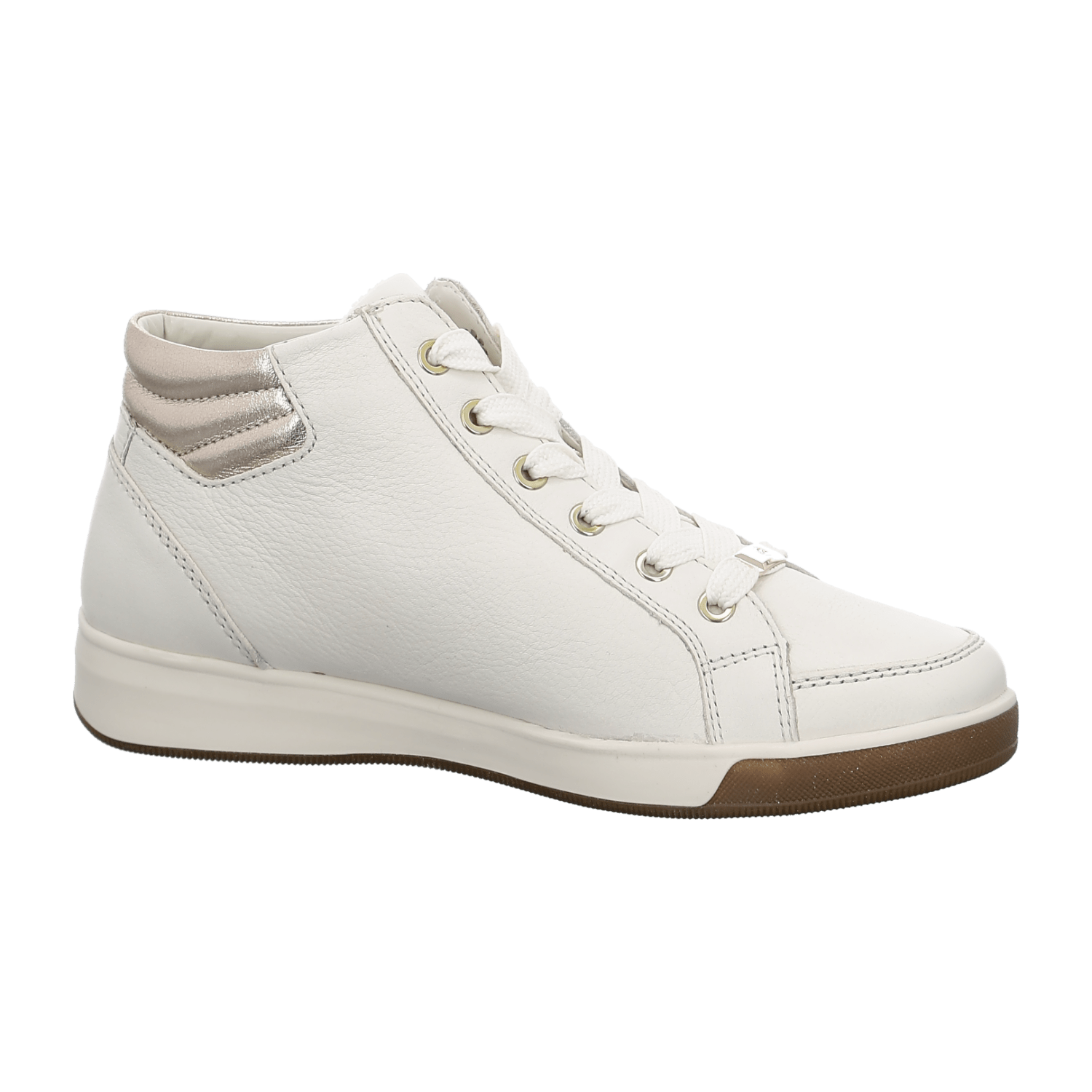 ARA ROM Women's Sneakers in Smooth Leather and Mesh with Lace-Up Closure, Beige