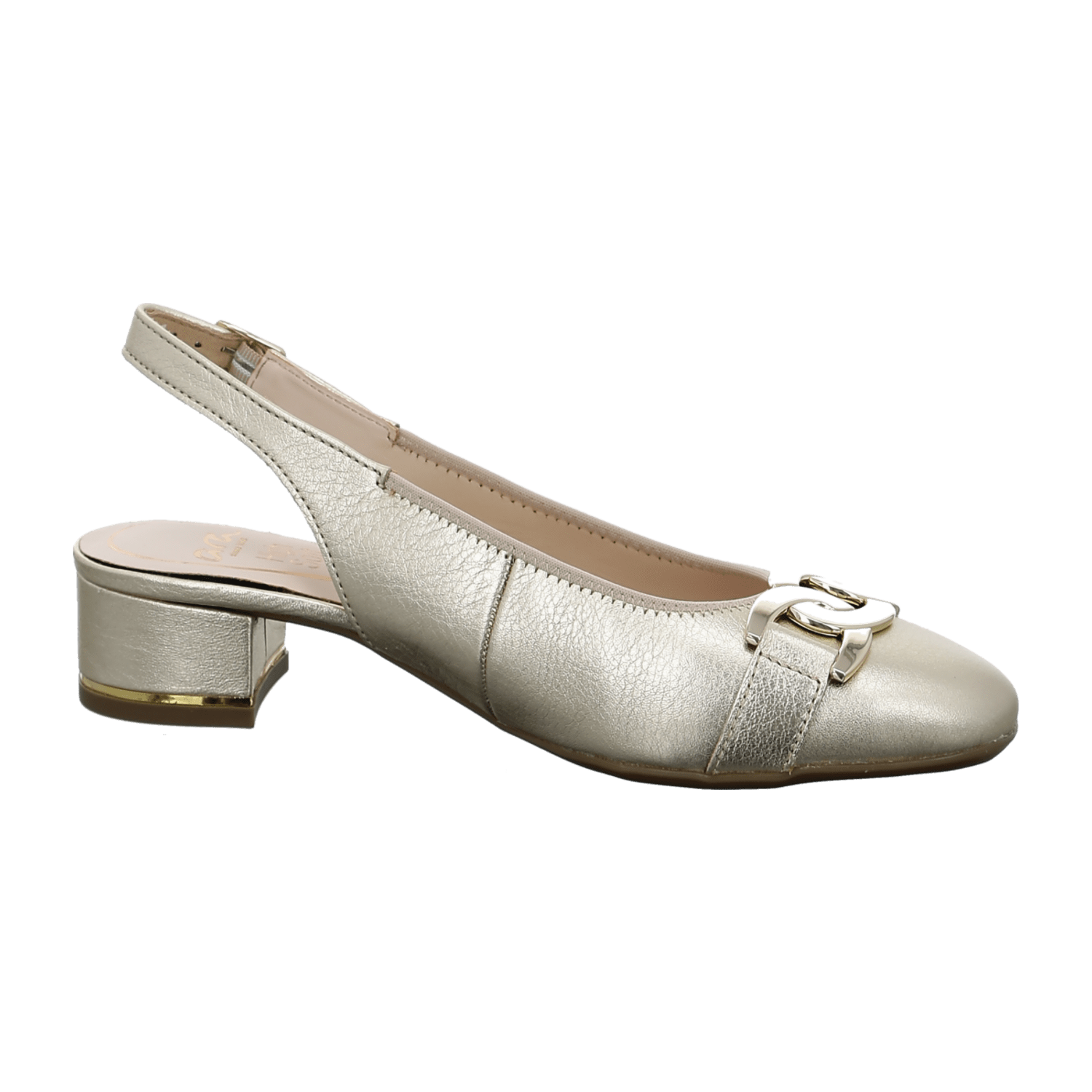 ARA Graz Women's Pumps in Gold Smooth Leather with Square Toe and Leather Lining