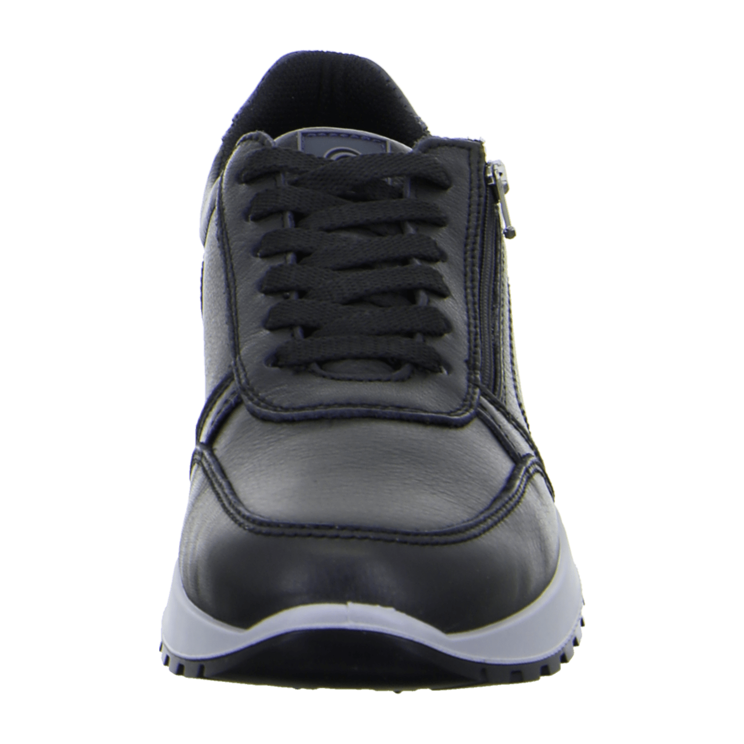 ARA Men's Smooth Leather Sneakers in Black with Lace-Up Closure and Round Toe