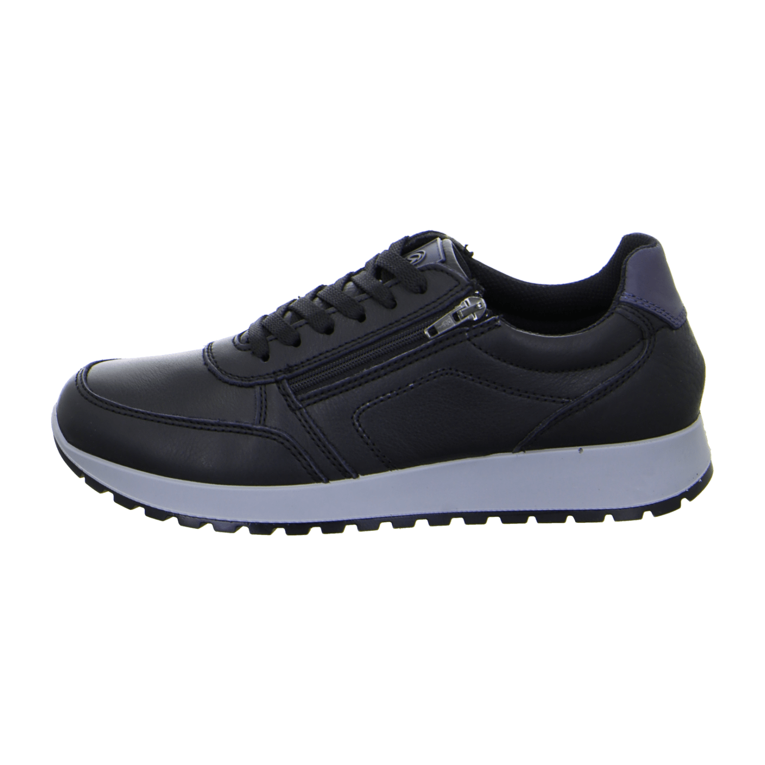 ARA Men's Smooth Leather Sneakers in Black with Lace-Up Closure and Round Toe